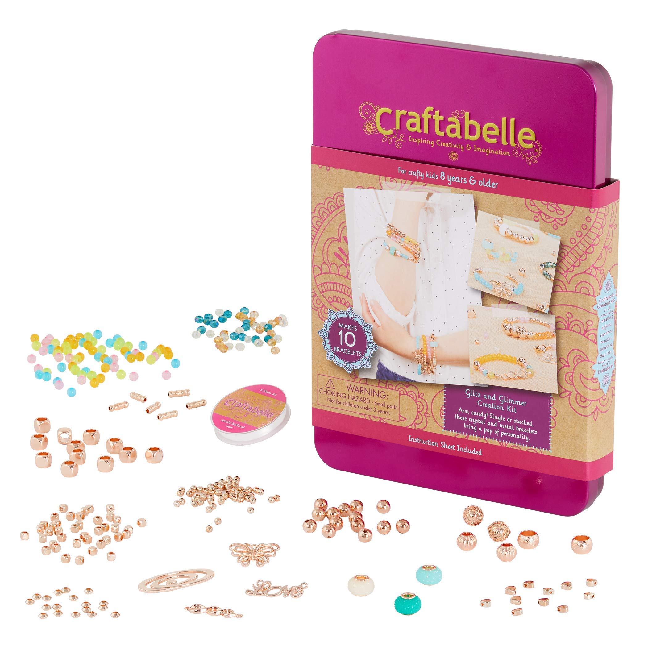 Craftabelle - glitz and glimmer creation kit - bracelet making kit - 310pc jewelry set with assorted beads