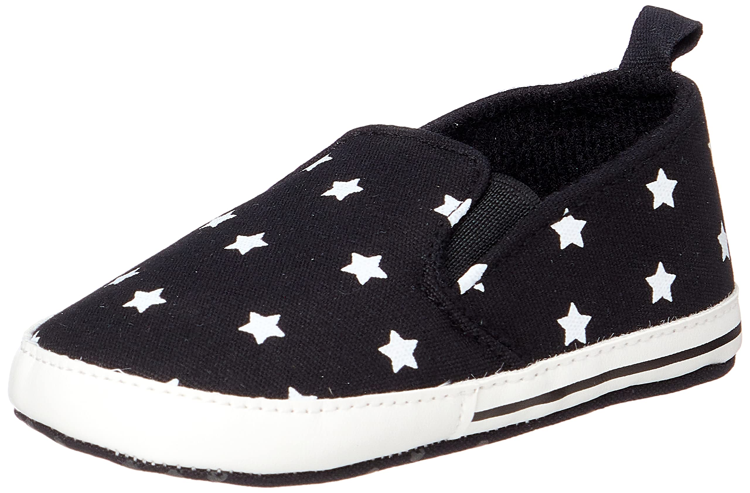 Mix And Max Pull-Tab Elastic-Insert Star-Pattern Low-Top Slip-On Shoes For Boys , Black , 3 Months - Safqqa