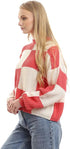 Ravin Women's Bi-Tone Knitted Mock Neck Pullover - Off White & Coral (96991)