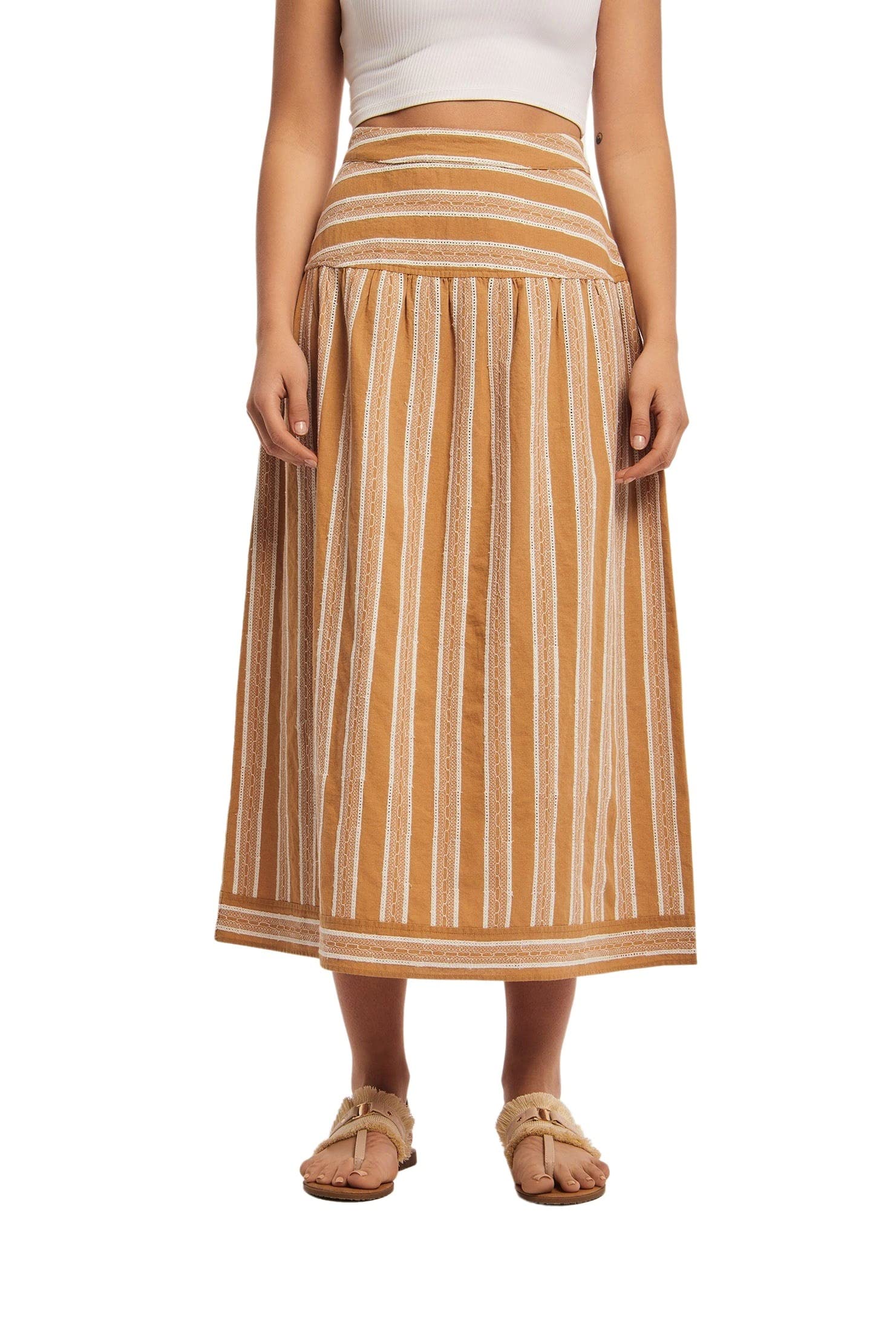 DALYDRESS Womens Fancy Full Embroidered Waist Fitted Skirt