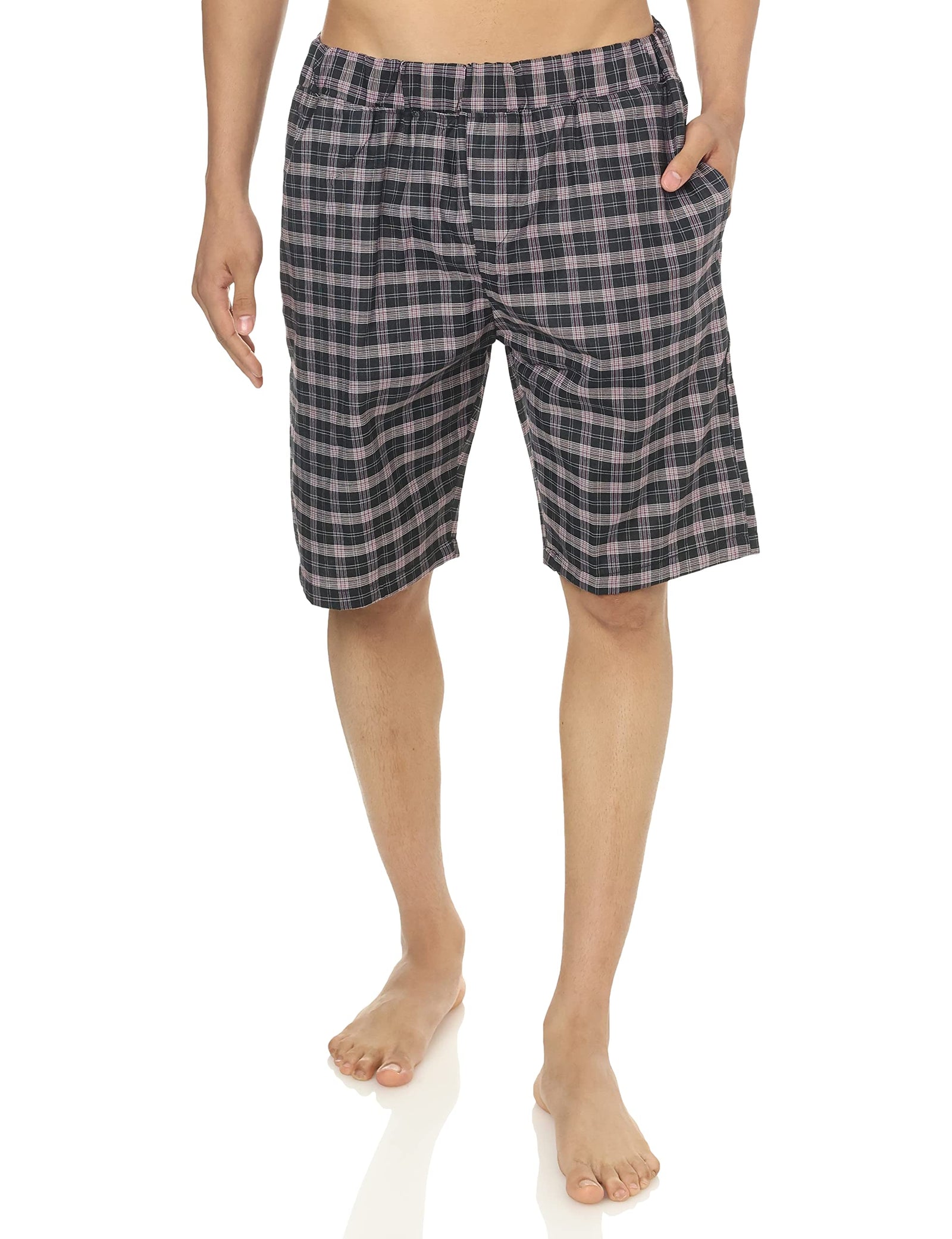 Men’s Plaid Pyjama Shorts & Shirt Set with Pocket – Comfortable Sleepwear