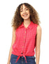 Aeropostale Shirt for Women Cotton Windowpane Plaid Front-Knot Sleeveless