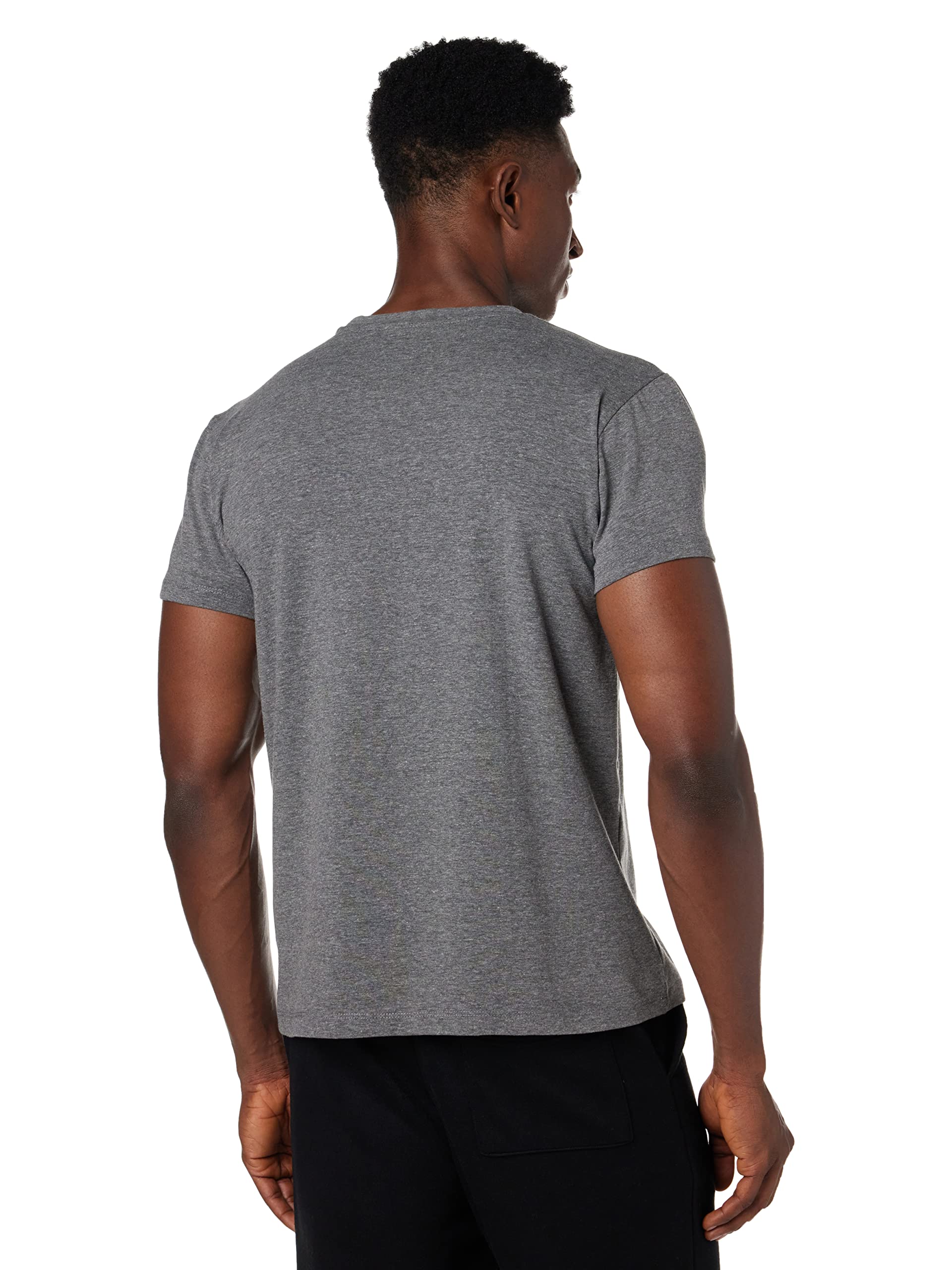 34 by Amr Diab Cotton Crew-Neck Chest-Logo Short-Sleeve T-shirt for Men - Dark Grey, L