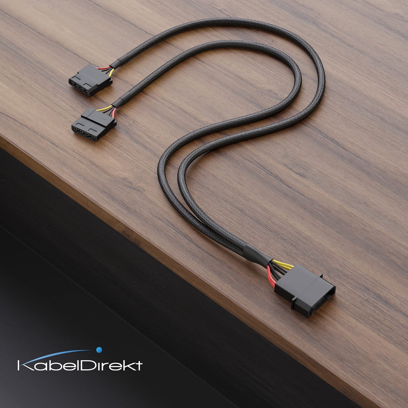 KabelDirekt 828 0.3m 30cm 4-pin Molex to 2x Y-cable black
