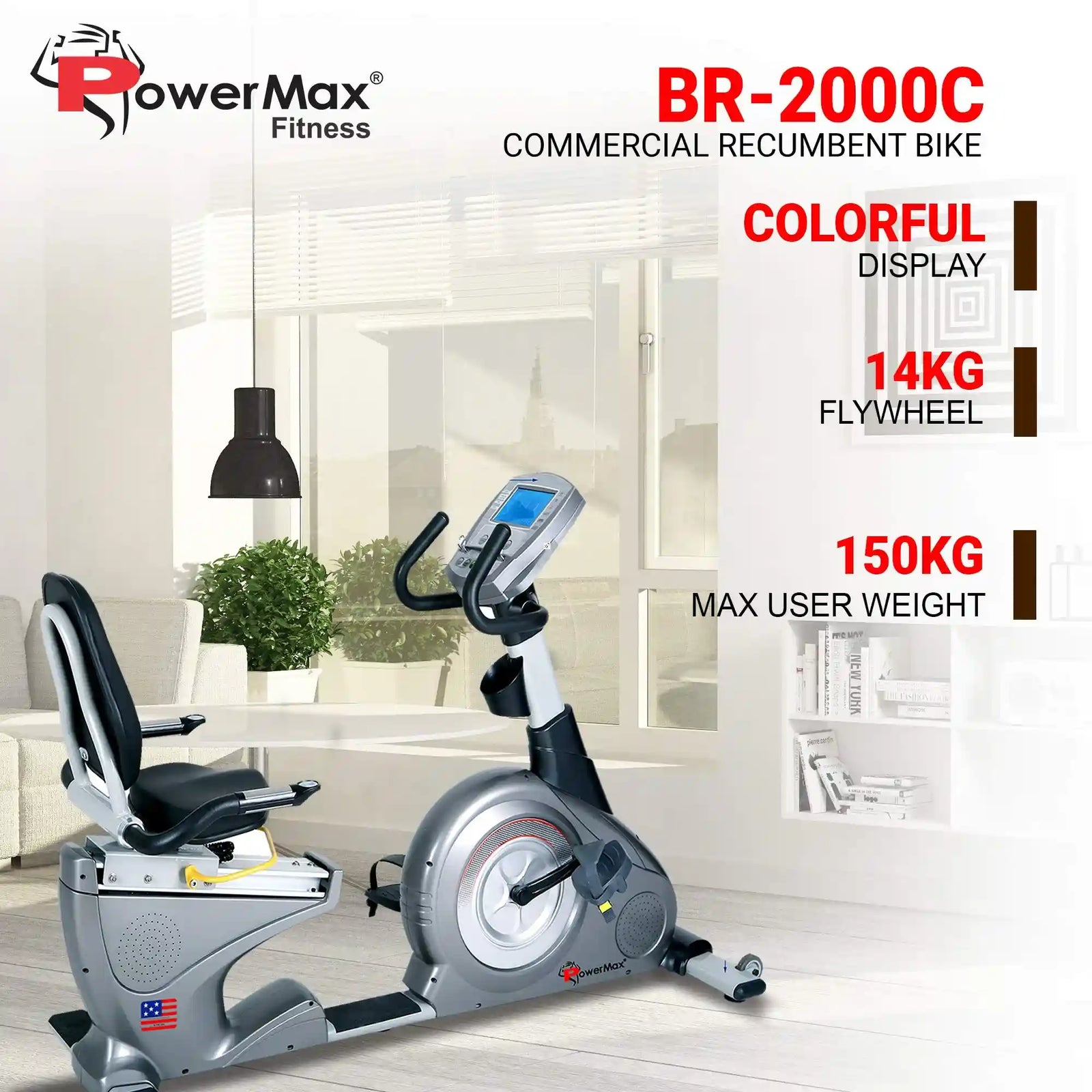 دراجة تمارين PowerMax Fitness BR-2000C – وزن دولاب 14 كجم