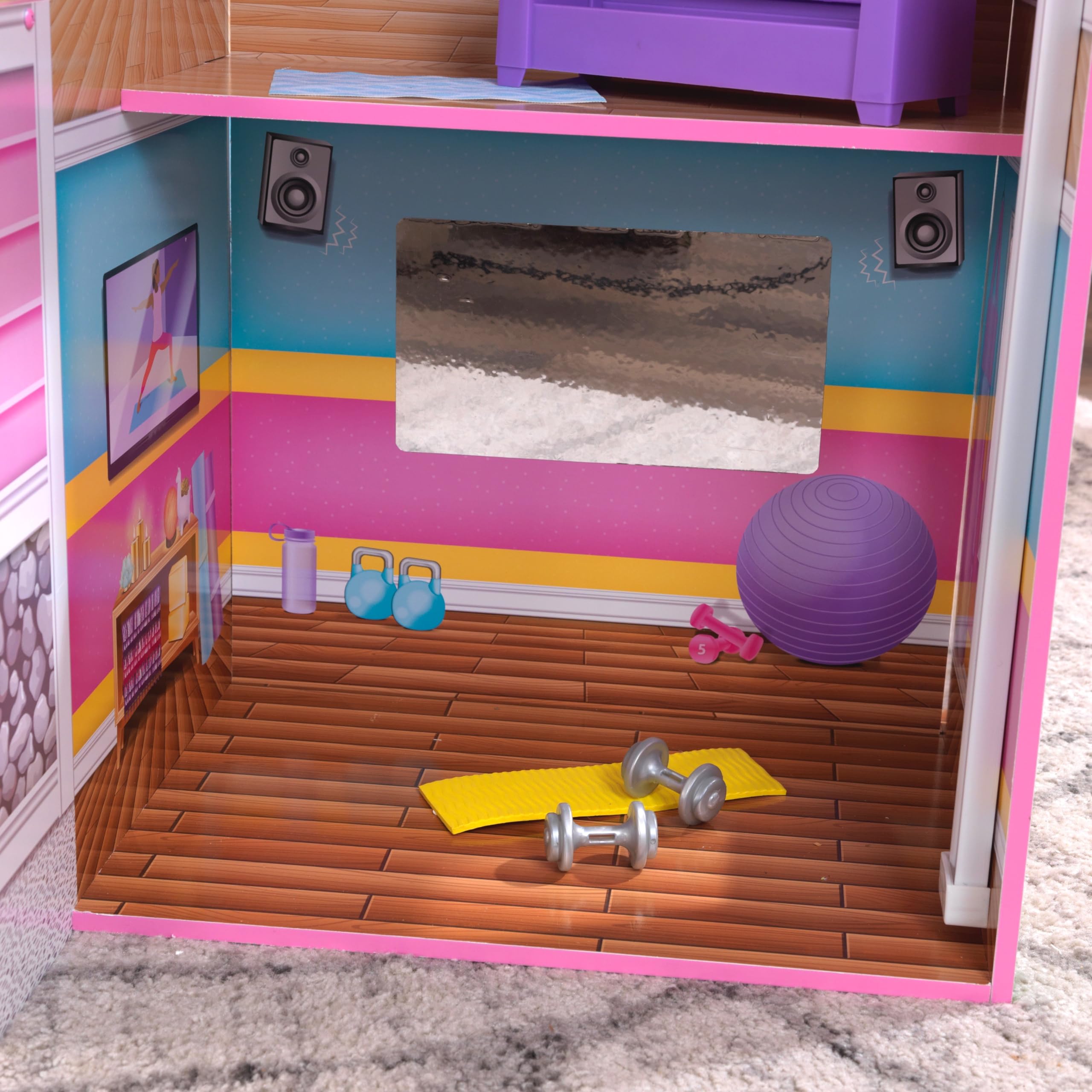 منزل دمى قصر ملاذ بيت الشجرة KidKraft 10108 مع تجميع EZ Kraft و26 ملحقًا مرفقًا، مجموعة لعب من 4 طوابق لدمى 30 سم/12 بوصة