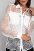 Casual Lace Long Sleeves Sheer Shirt With Studded Utility Pockets - Safqqa Egypt