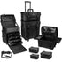 Shany Soft MakEUp Artist Rolling Trolley Cosmetic Case With Free Set Of Mesh Bags - Jet Black