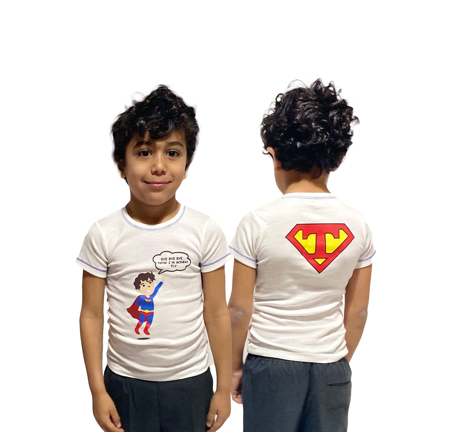 Trimoon Super T Cotton Printed Short Sleeves Undershirt for Boys, 2 Pieces