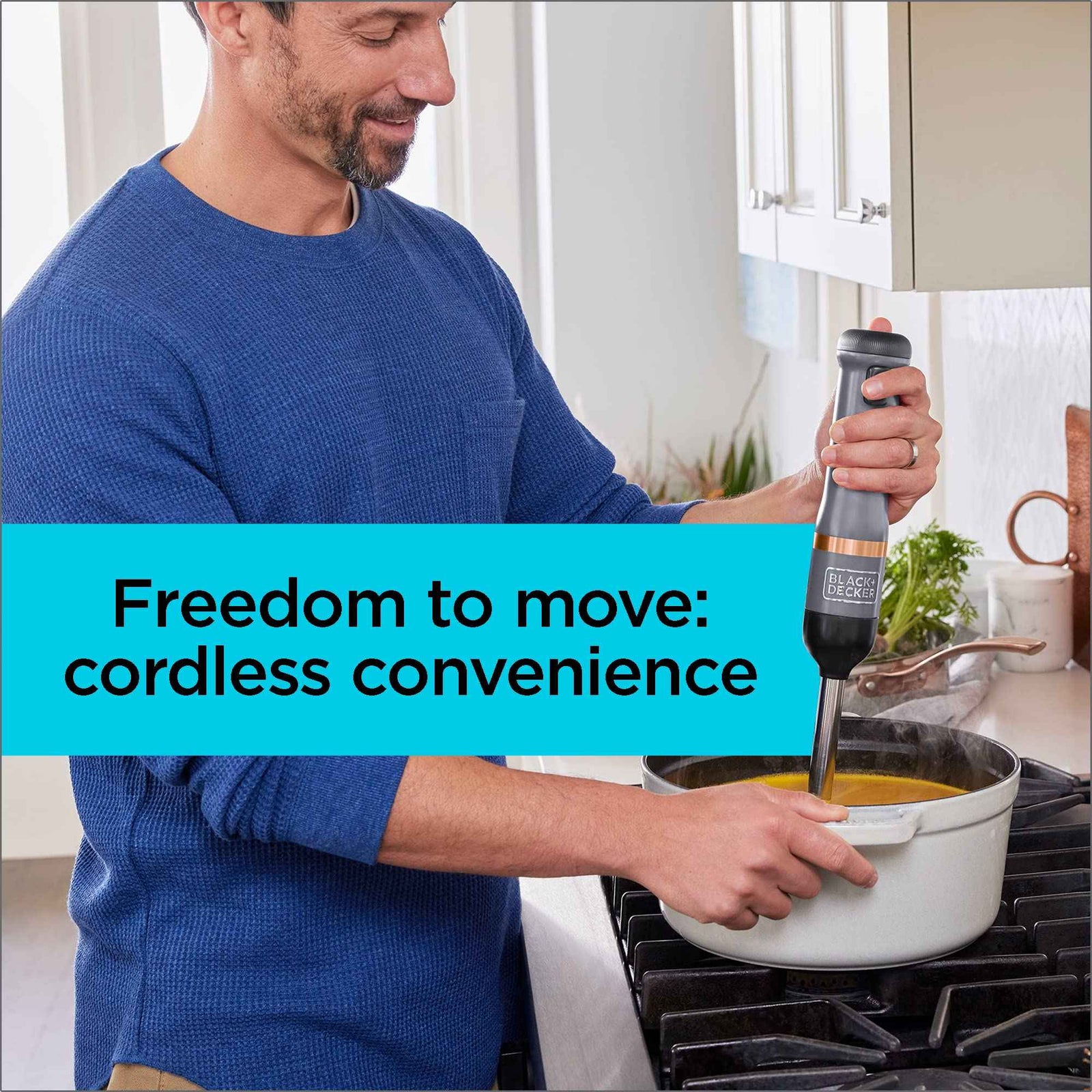 Black & Decker 7.2V Cordless Kitchen Wand/ Blender with 700ml Measuring Cup and Whisk, Includes Charging Base and Magnetic Charger, BCKM1012KB GB, Grey