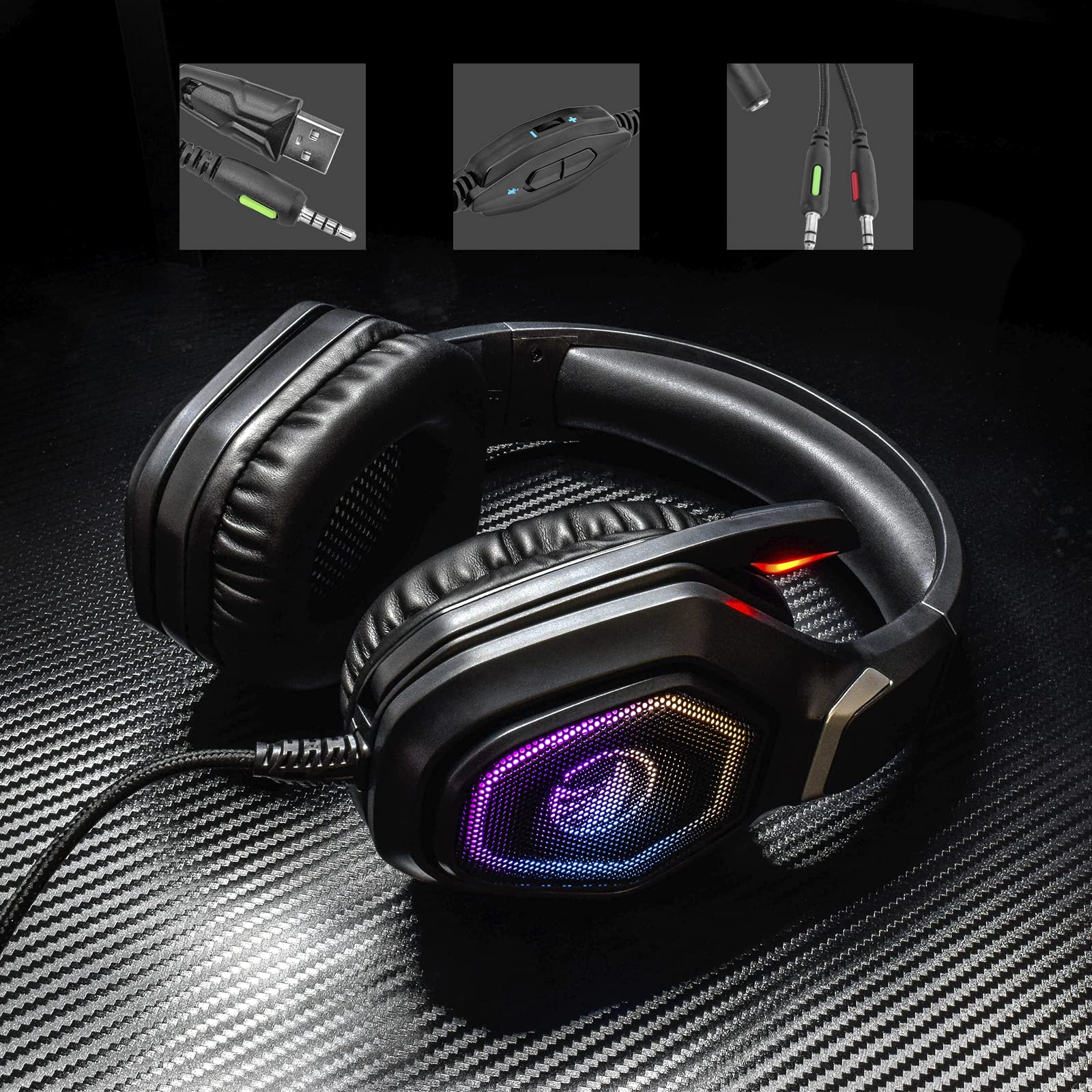 HALTEN INNOVACIÓN EN ACCIÓN -Havit h659d gaming headset, rgb 50mm 3d surround stereo, flexible and convenient 90 rotating earmuffs, 120 omnidirectional mic., Wired Headphones Headset – Safqqa Egypt