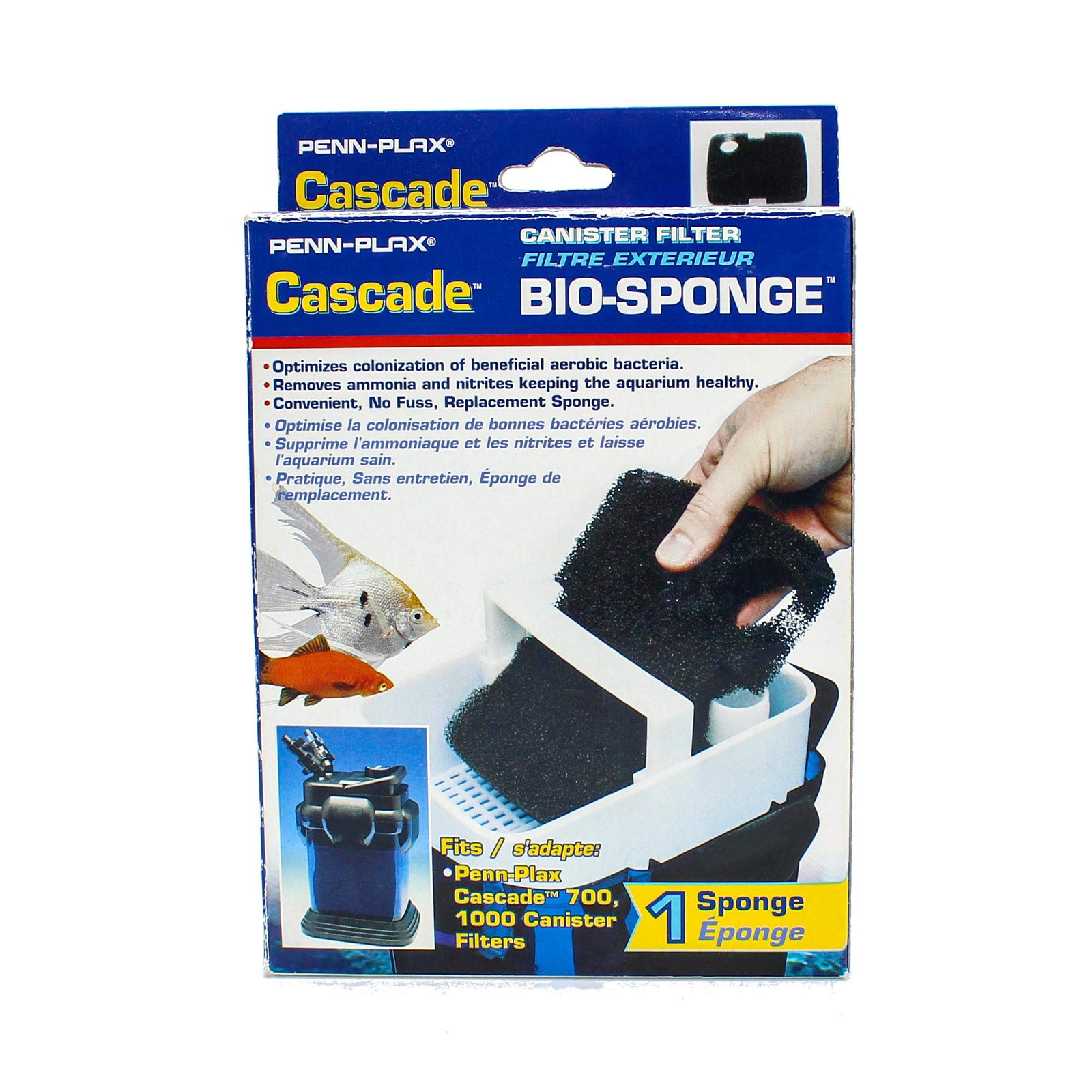 Penn-Plax Cascade 700/1000 GPH Canister Filter Bio Sponge Replacement - 1 Pack for Aquariums