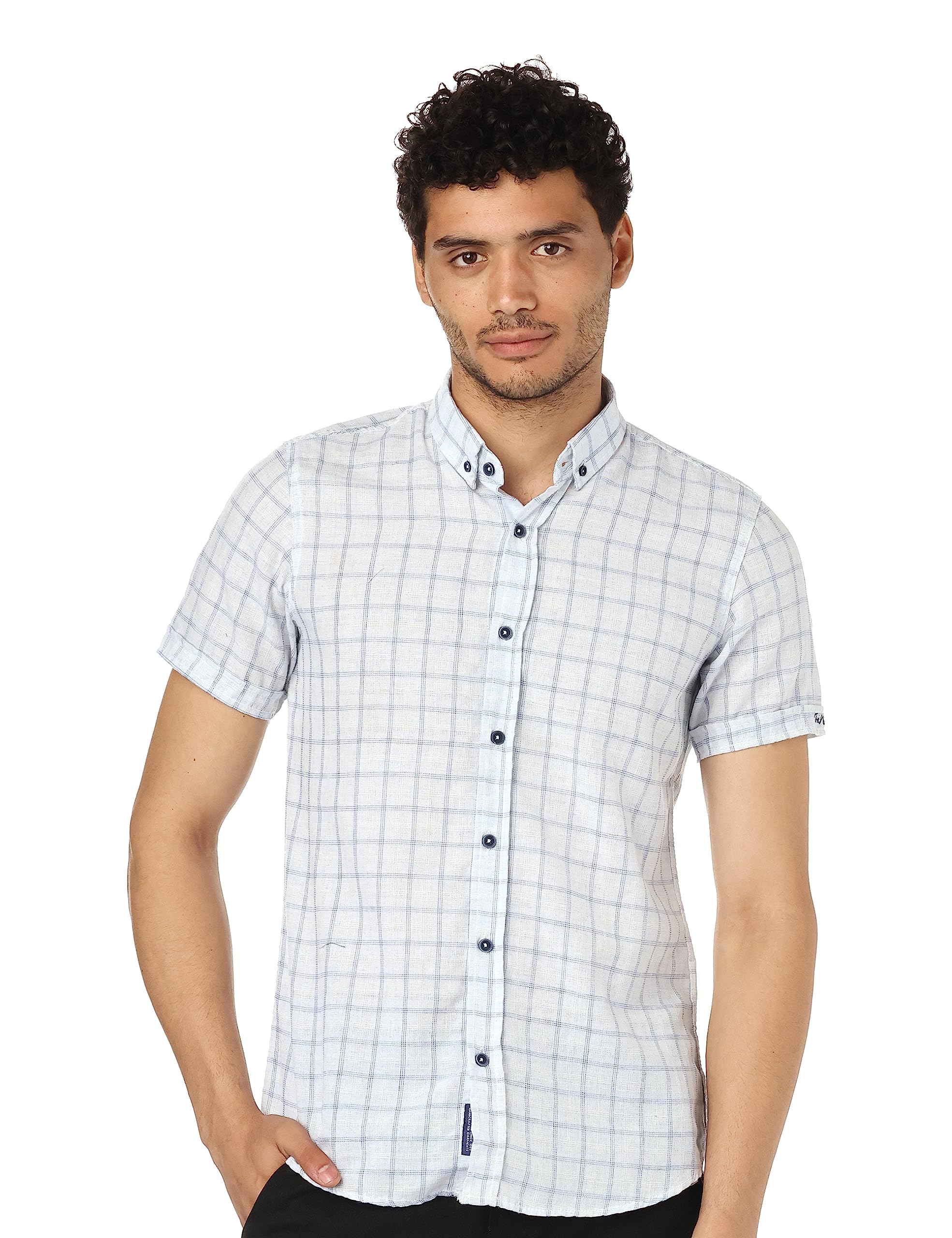 FIRE WOOD Mens Basic Checks Short Sleeve Shirt Shirt For Mens