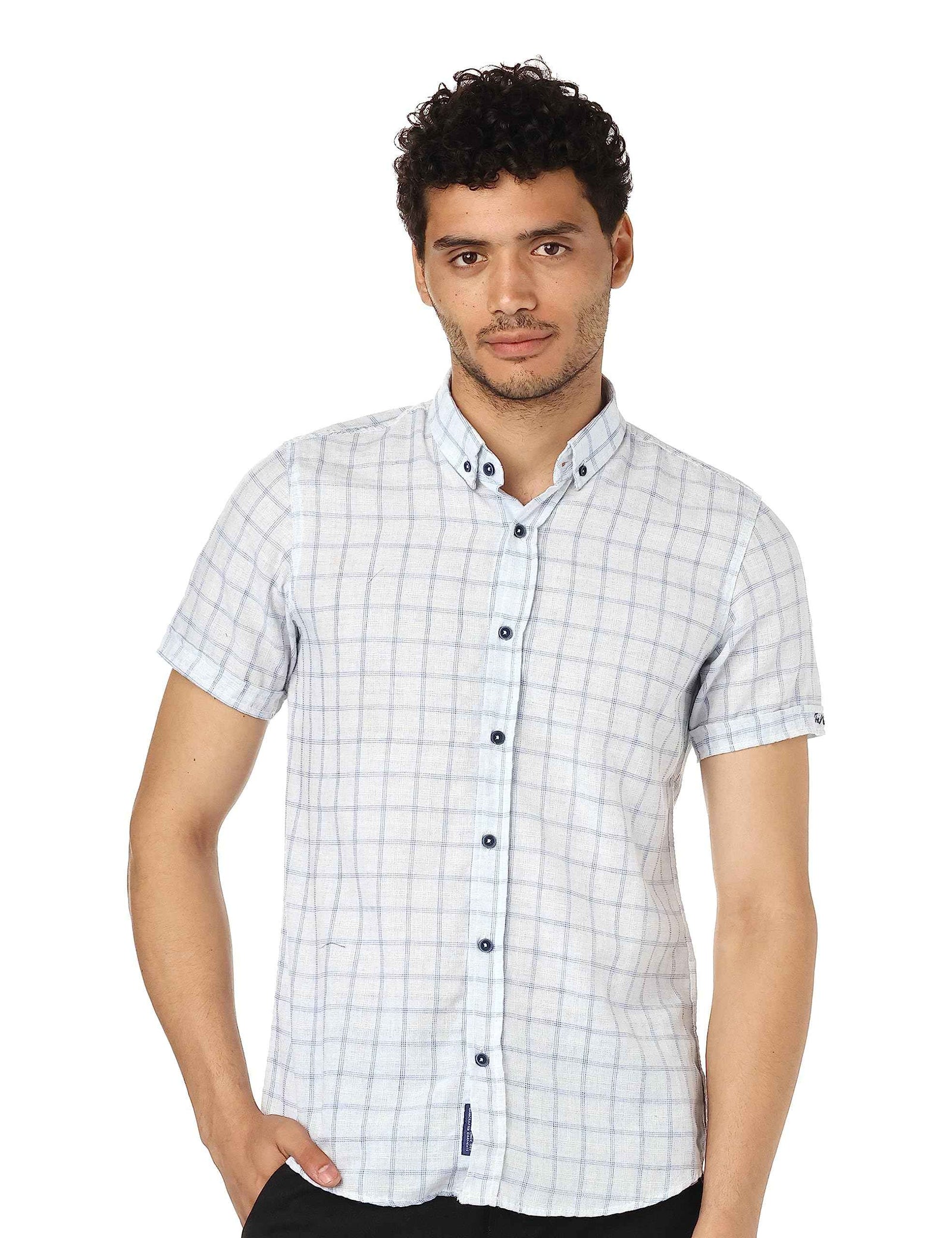 FIRE WOOD Mens Basic Checks Short Sleeve Shirt Shirt For Mens