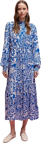 DeFacto Women's Long Sleeve Floral Printed Maxi Dress