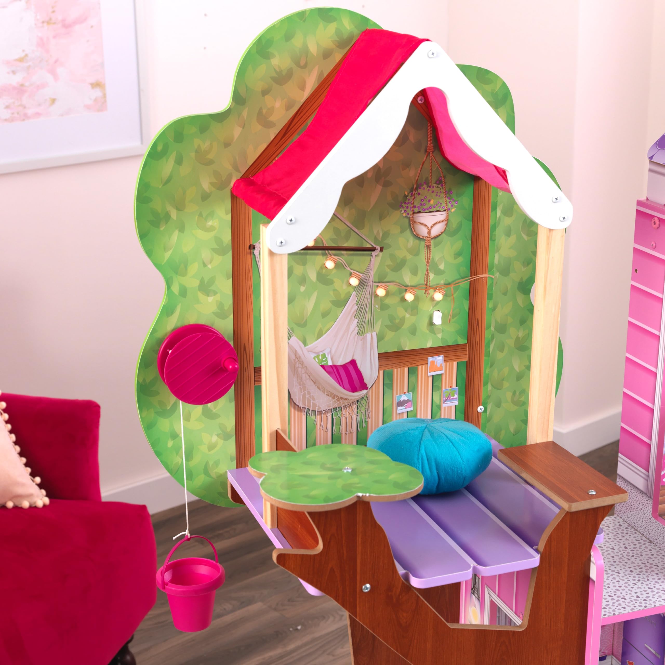 منزل دمى قصر ملاذ بيت الشجرة KidKraft 10108 مع تجميع EZ Kraft و26 ملحقًا مرفقًا، مجموعة لعب من 4 طوابق لدمى 30 سم/12 بوصة