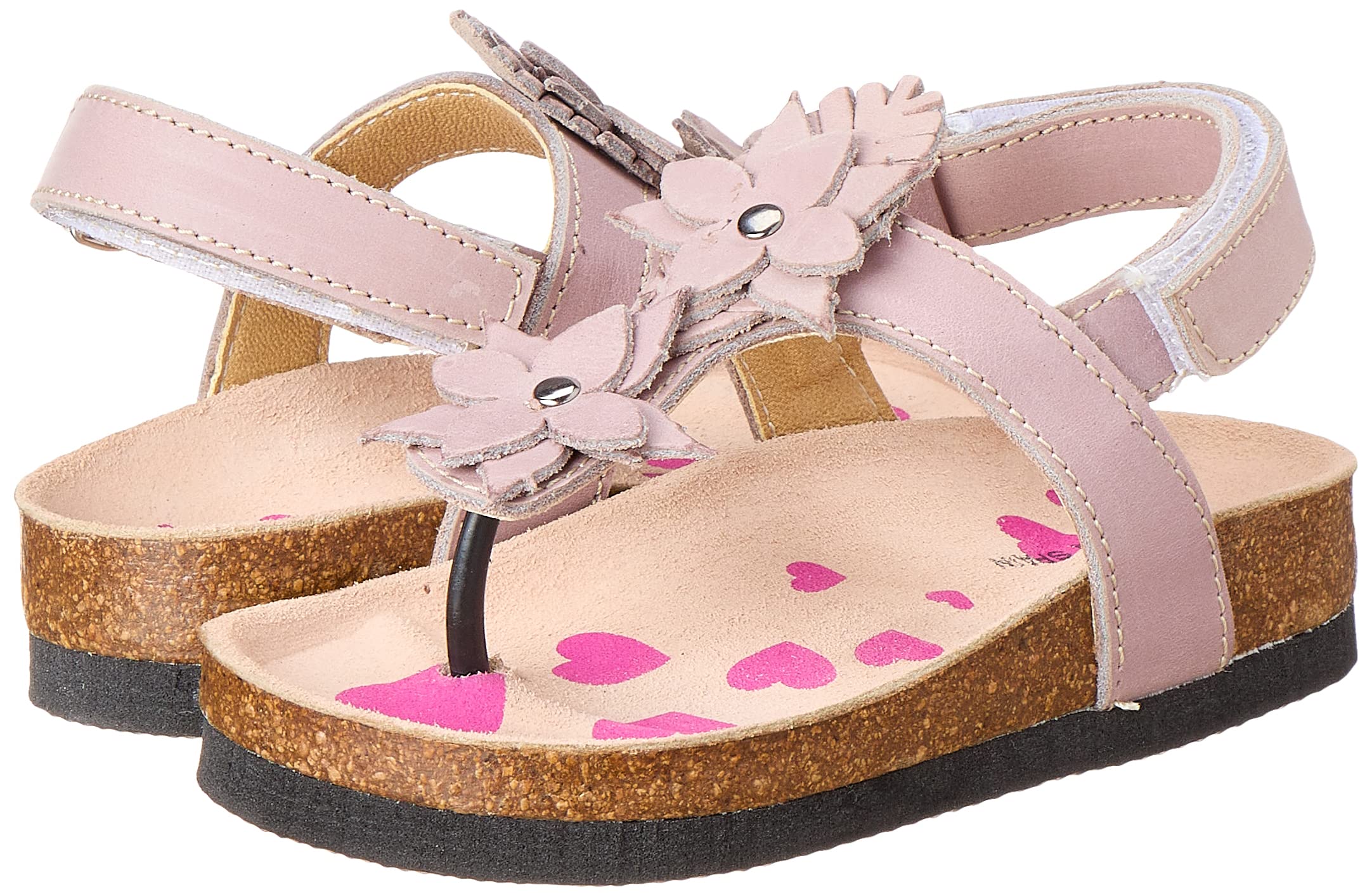 Bellino Flower Embellished Velcro Closure Back Strap Thong Sandals for Girls