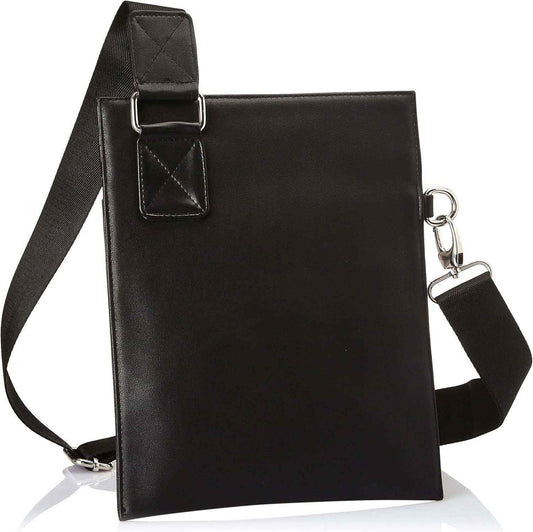 حقيبة كروس بودي للرجال من عمرو دياب بشعار صغير وسحاب - أسود، مقاس واحد 