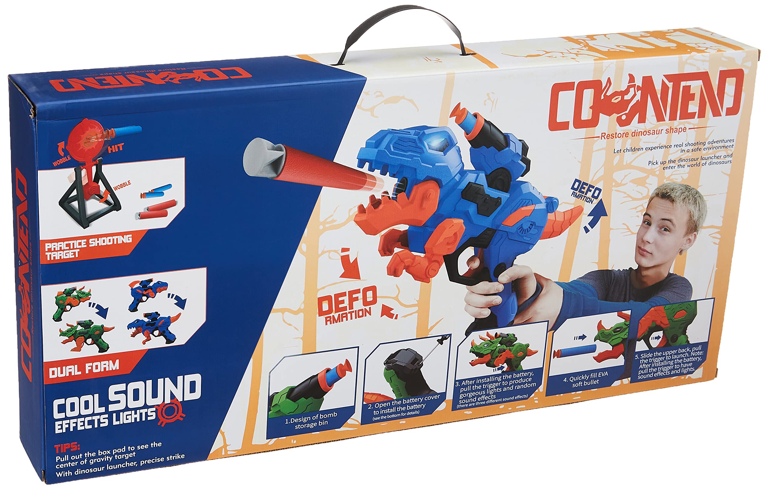 Dinosaur gun - foam bullets - laser - 22 pieces - dinosaur sound + 6 years
