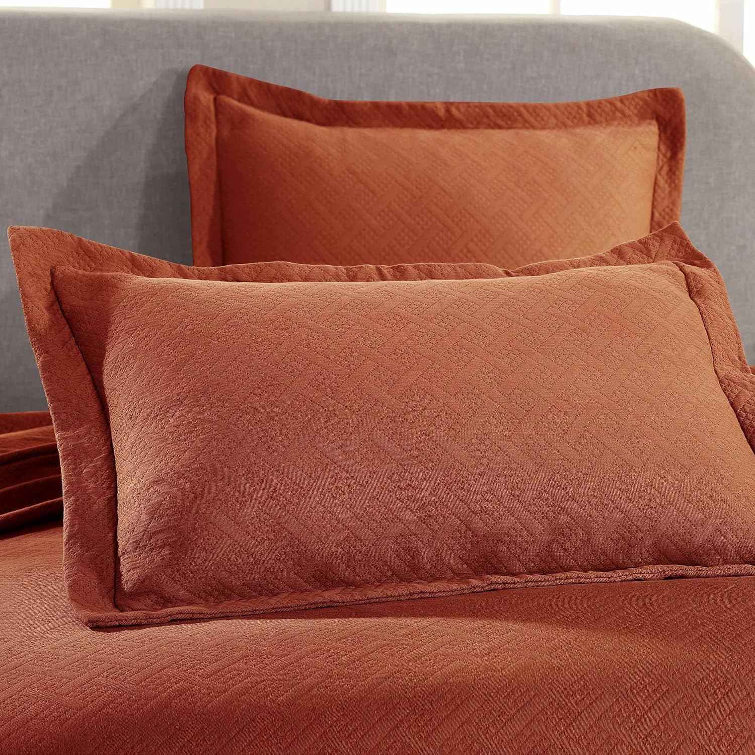 SUPERIOR Cotton Basketweave 3-Piece Bedspread Set - Full, Mandarin