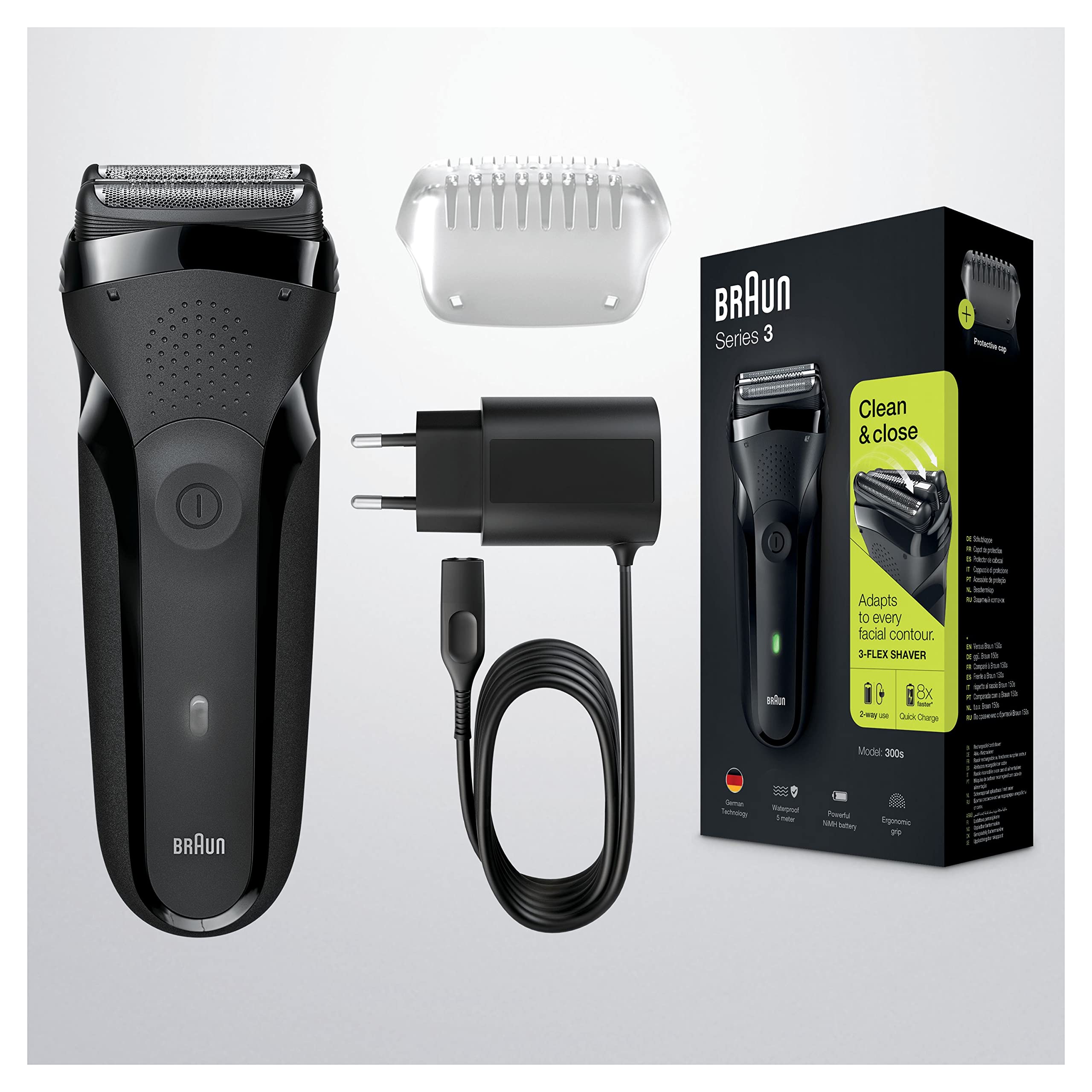 Braun Series 3 Electric Shaver with Protection Cap – 300s Black