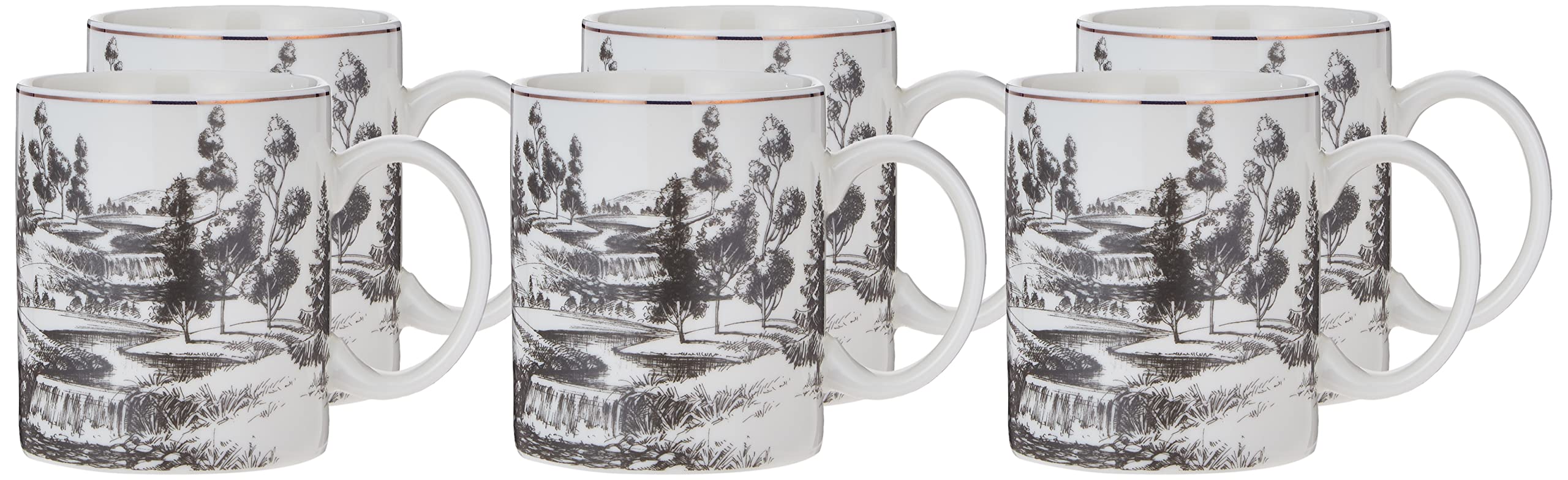Neoflam Istekana Tea Mug Set – 6 Pc Porcelain with Assorted Decorated Design - Safqqa