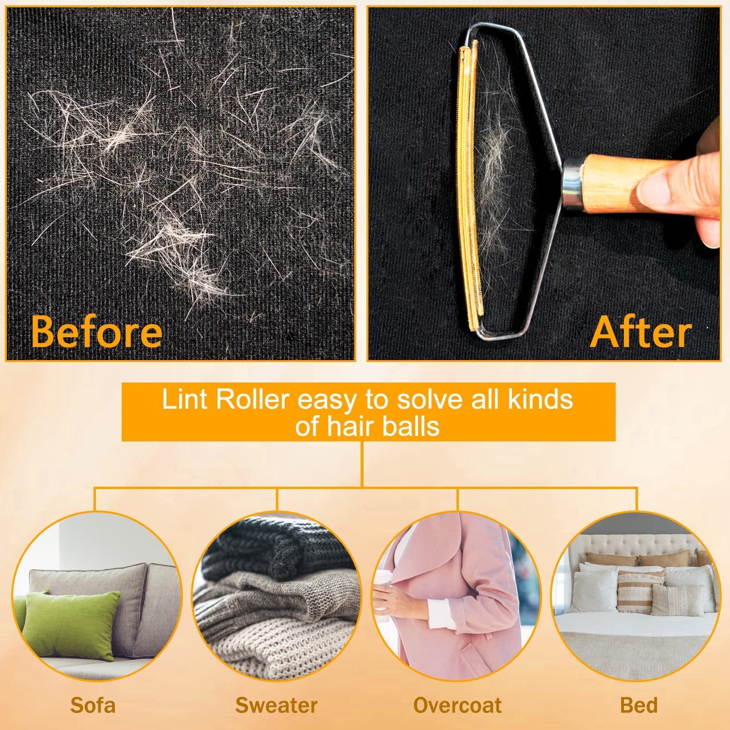 أداة إزالة شعر الحيوانات الأليفة والوبر من السجاد، أداة تنظيف السجاد بمقبض خشبي للملابس والسجاد للتنظيف من شعر الكلاب والقطط
