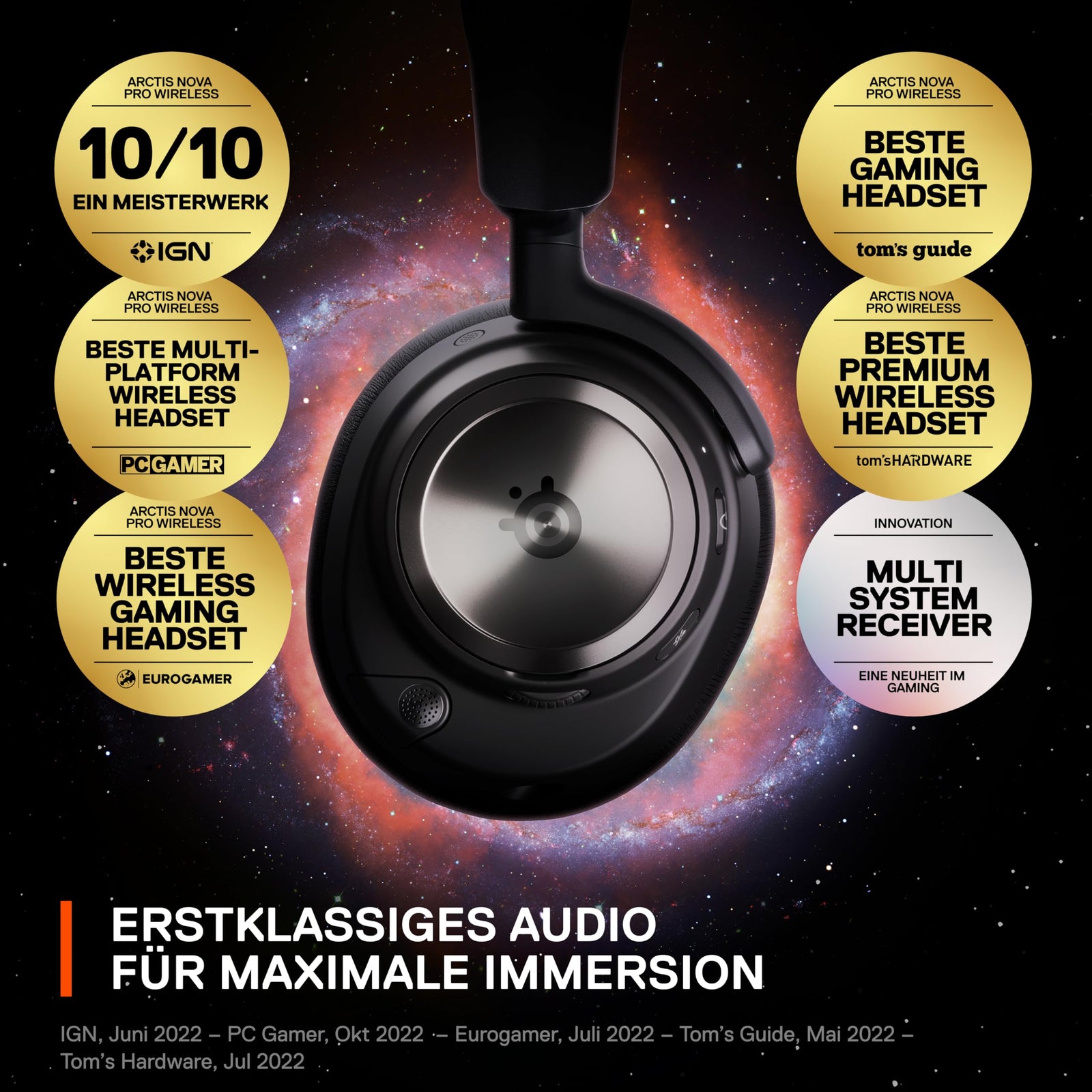SteelSeries Arctis Nova Pro Wireless - Multi-System Gaming Headset - Premium Hi-Fi Drivers - Active Noise Cancellation - Infinity Power System - PC, PS5, PS4, Switch, Mobile