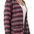 Jamila Women Striped Front Pockets Long Sleeves Open Cotton Cardigan