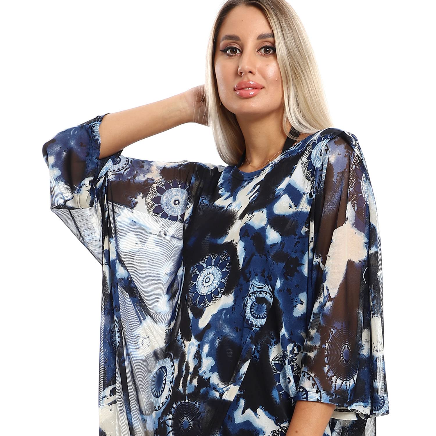 JAMILA Women Self Pattern Round Collar Cover Up OUTERWEAR