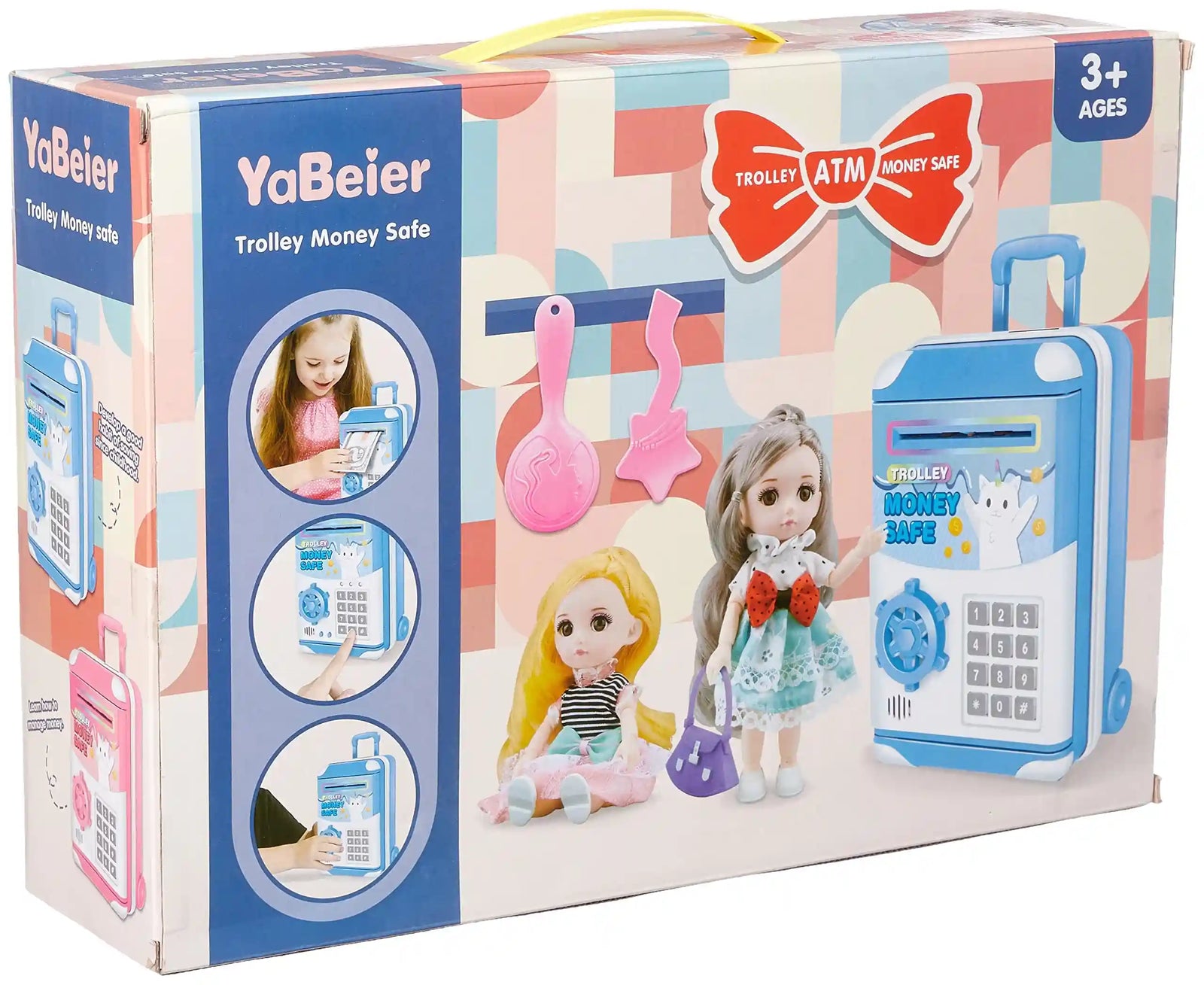 VANYEH Trolley ATM Money Safe with 5 Pieces, Light & Music, Password Unlock, Automatic Deposit