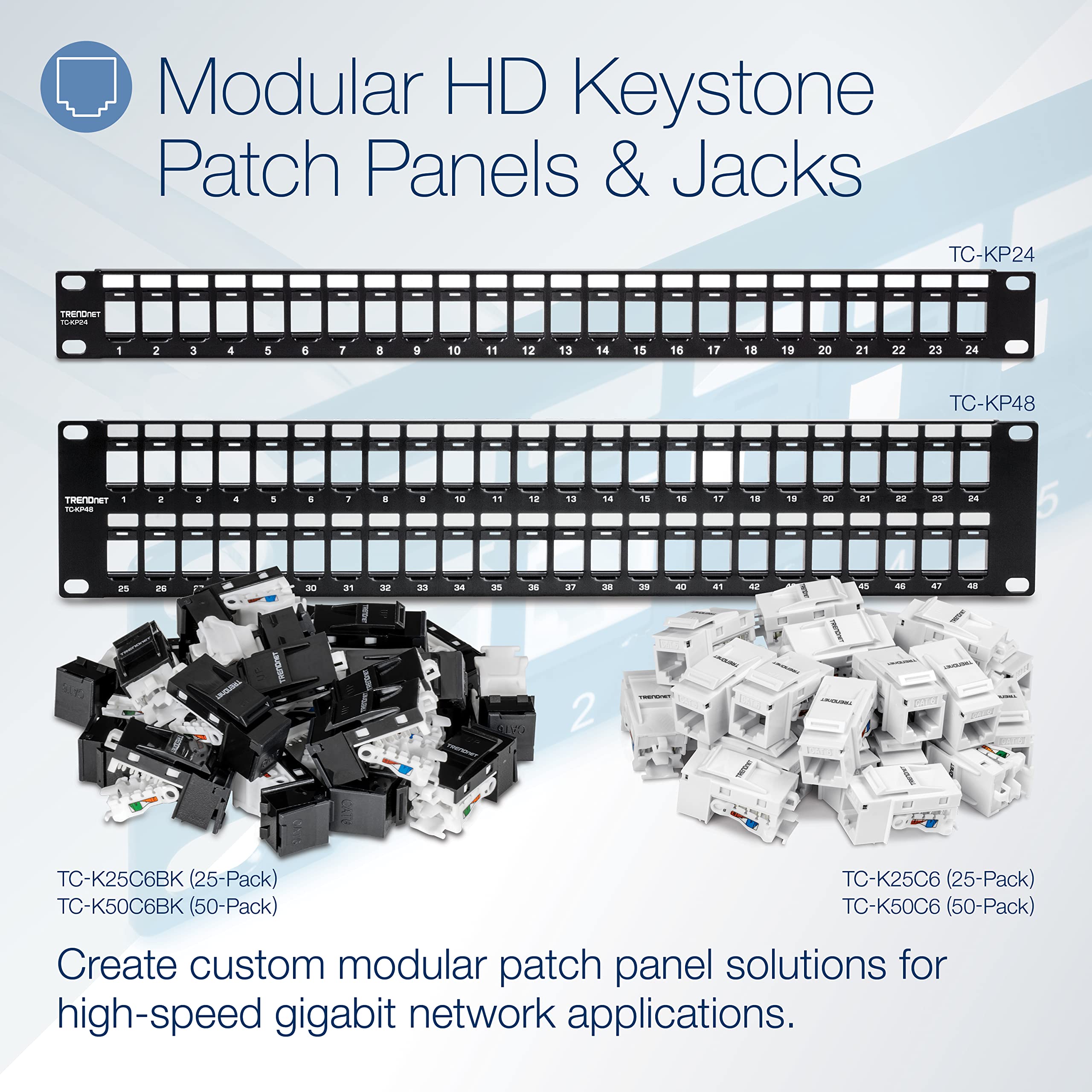 Trendnet 48-Port Blank Keystone Patch Panel – 2U High Density