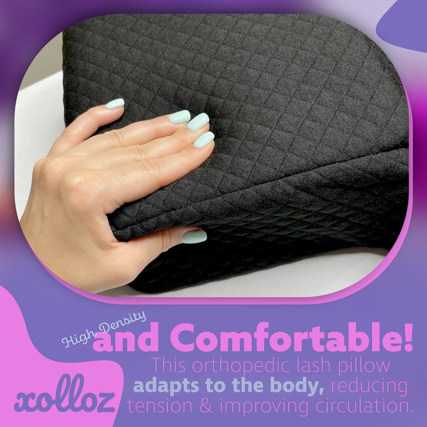 Curved Memory Foam Pillow for Eyelash Extensions – Neck & Back Support with Tool Pockets