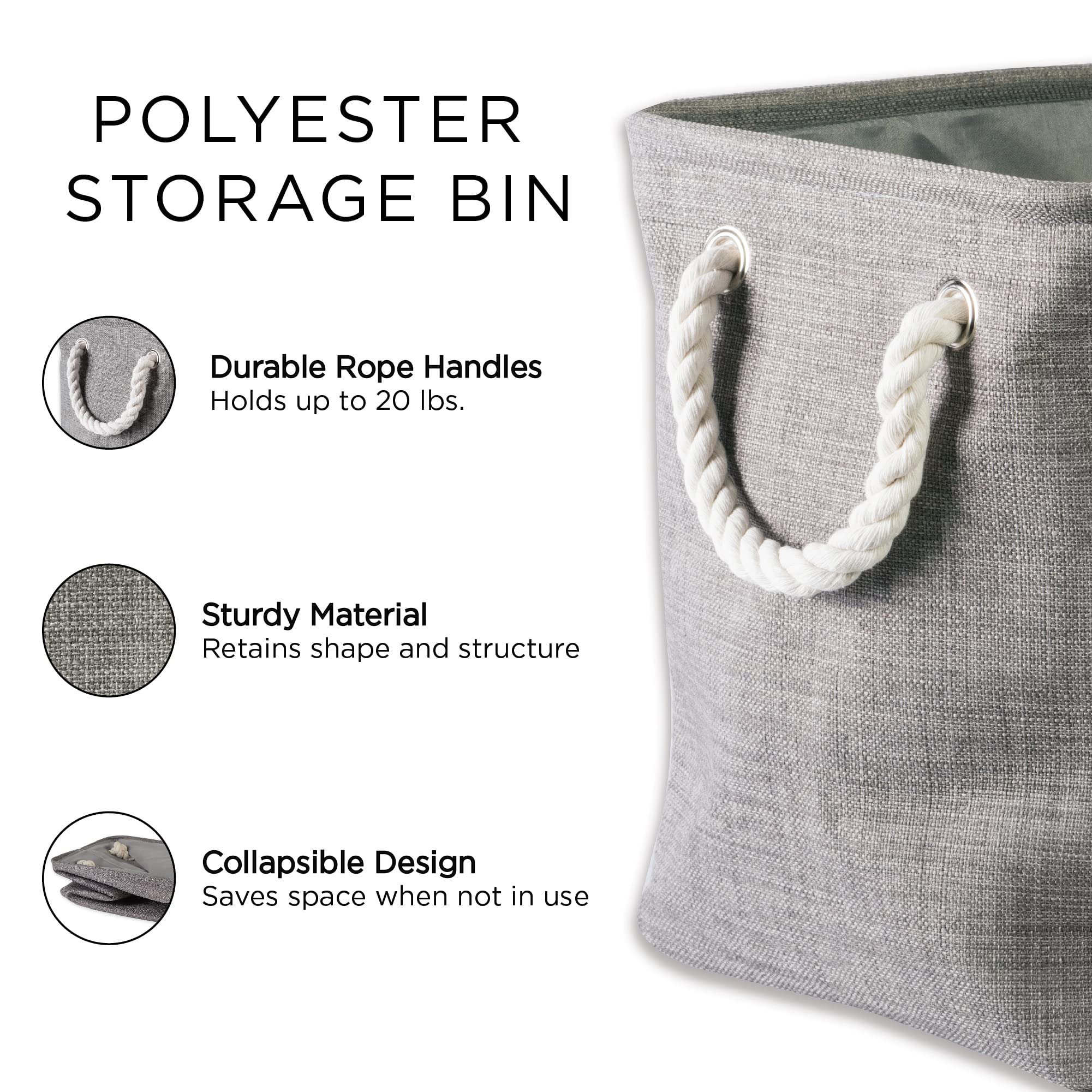 DII Polyester Storage Bin, Medium, Black