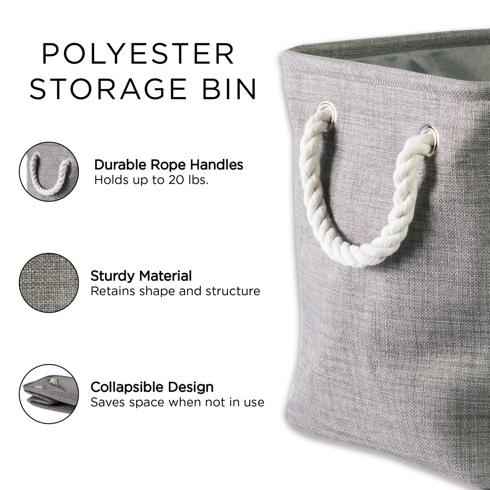 DII Polyester Storage Bin, Medium, Black