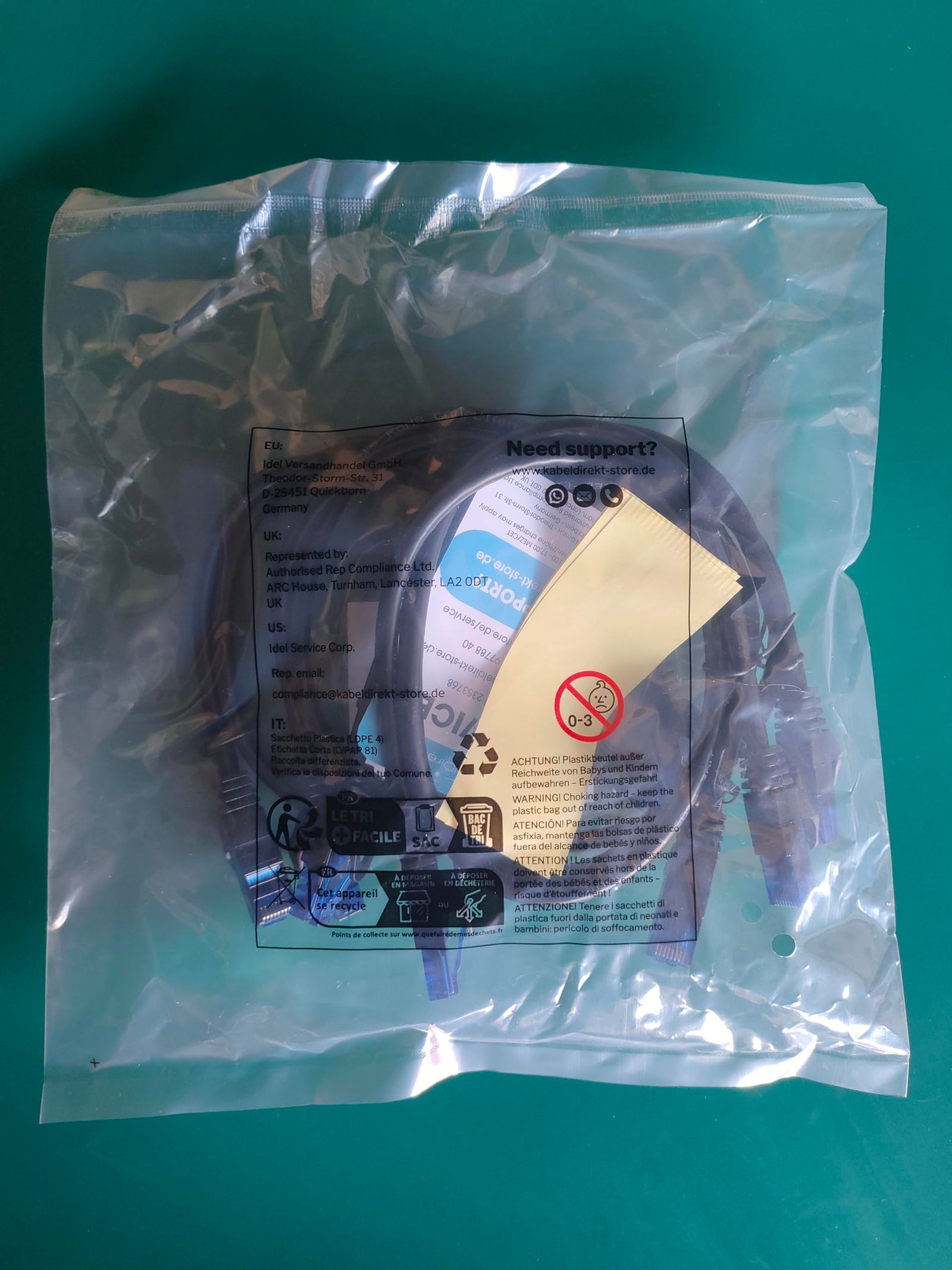 كابل إيثرنت KabelDirekt، التصحيح والشبكة (ينقل سرعة إنترنت جيجابت، مثالي لشبكات/شبكات LAN بسرعة 1 جيجابت في الثانية، وأجهزة التوجيه، وأجهزة المودم، والمفاتيح، ومقبس RJ45) أسود/أزرق، حزمة من 10 كابلات، 0.5 متر