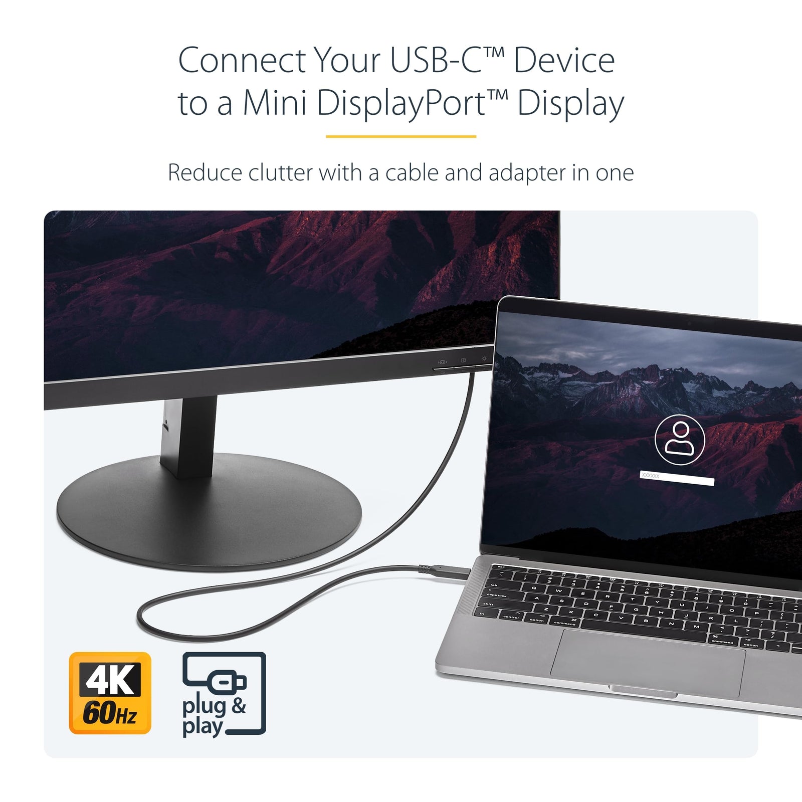 StarTech.com 6ft (1.8m) USB-C to Mini DisplayPort Cable – 4K 60Hz