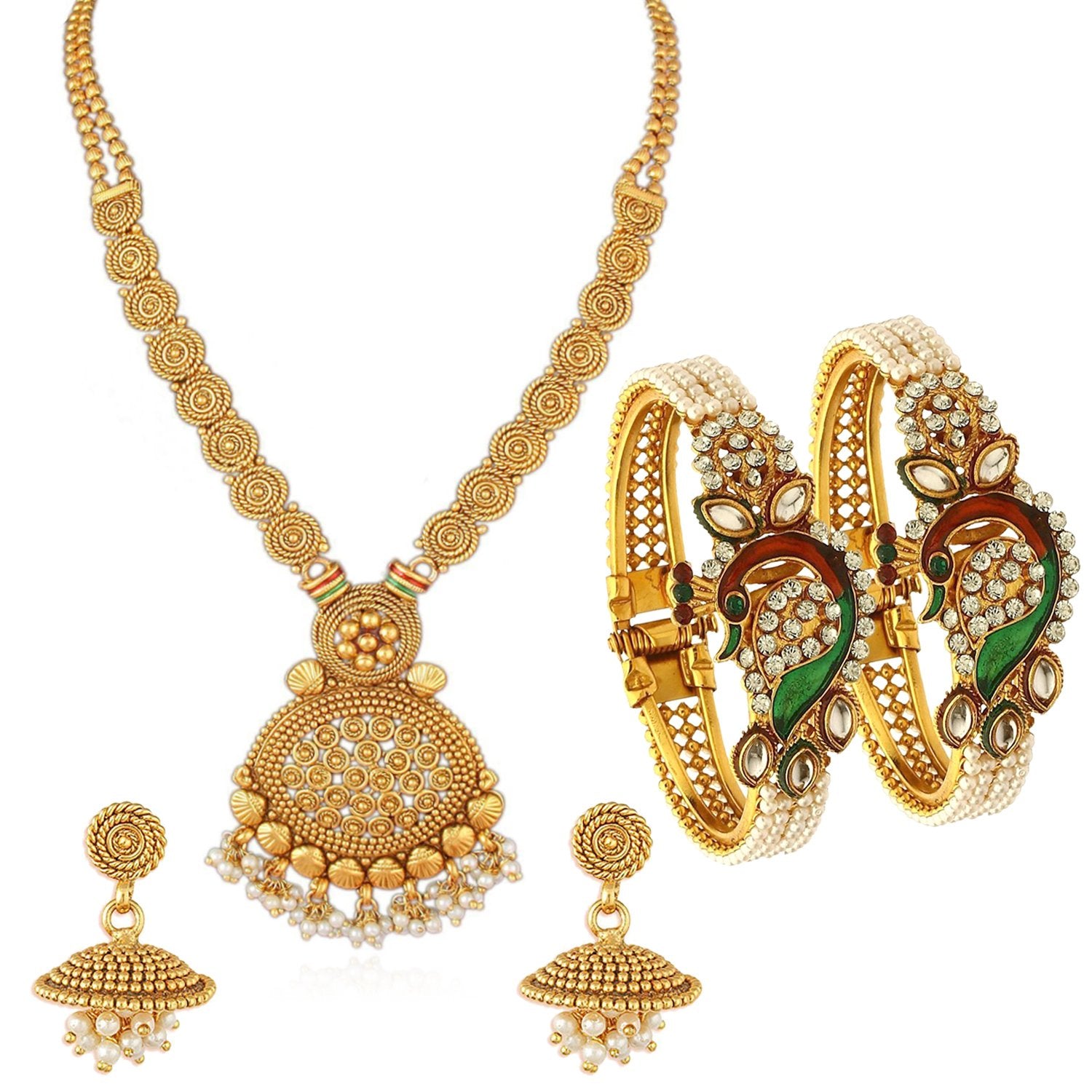 Sukkhi Peacock Gold Plated Necklace Set For Women - Safqqa