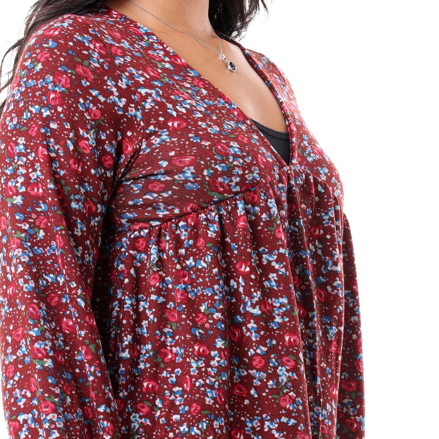 JAMILA Printed Long Sleeve Blouse For Women,Durable quality that withstands frequent washing.