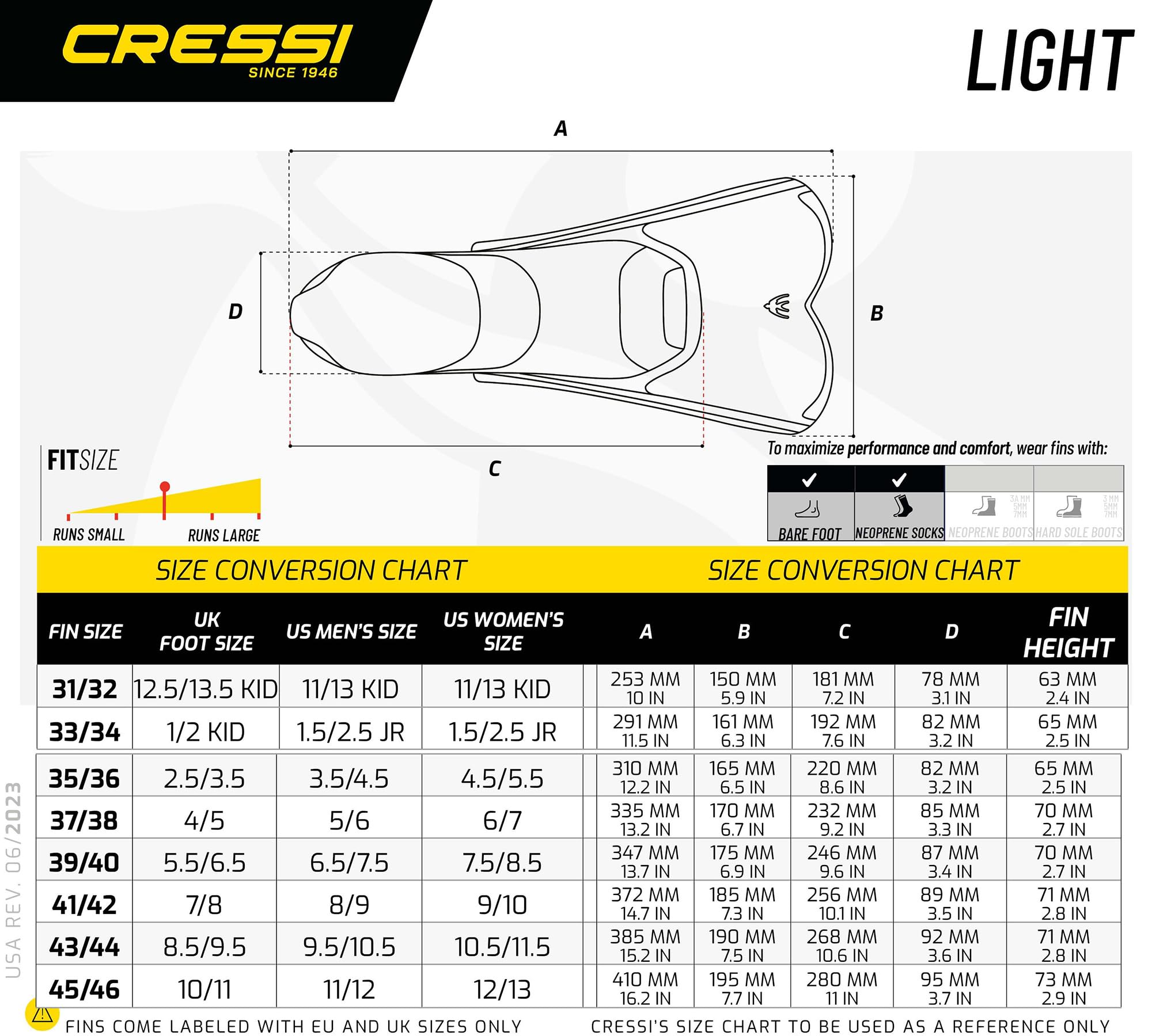 Cressi Light Fins – Powerful Swimming & Snorkelling