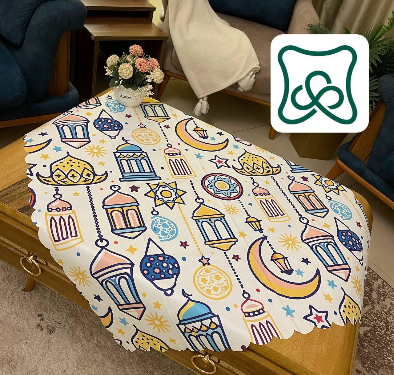 Ramadan tablecloth, Ramadan Kareem tablecloth, size 90.