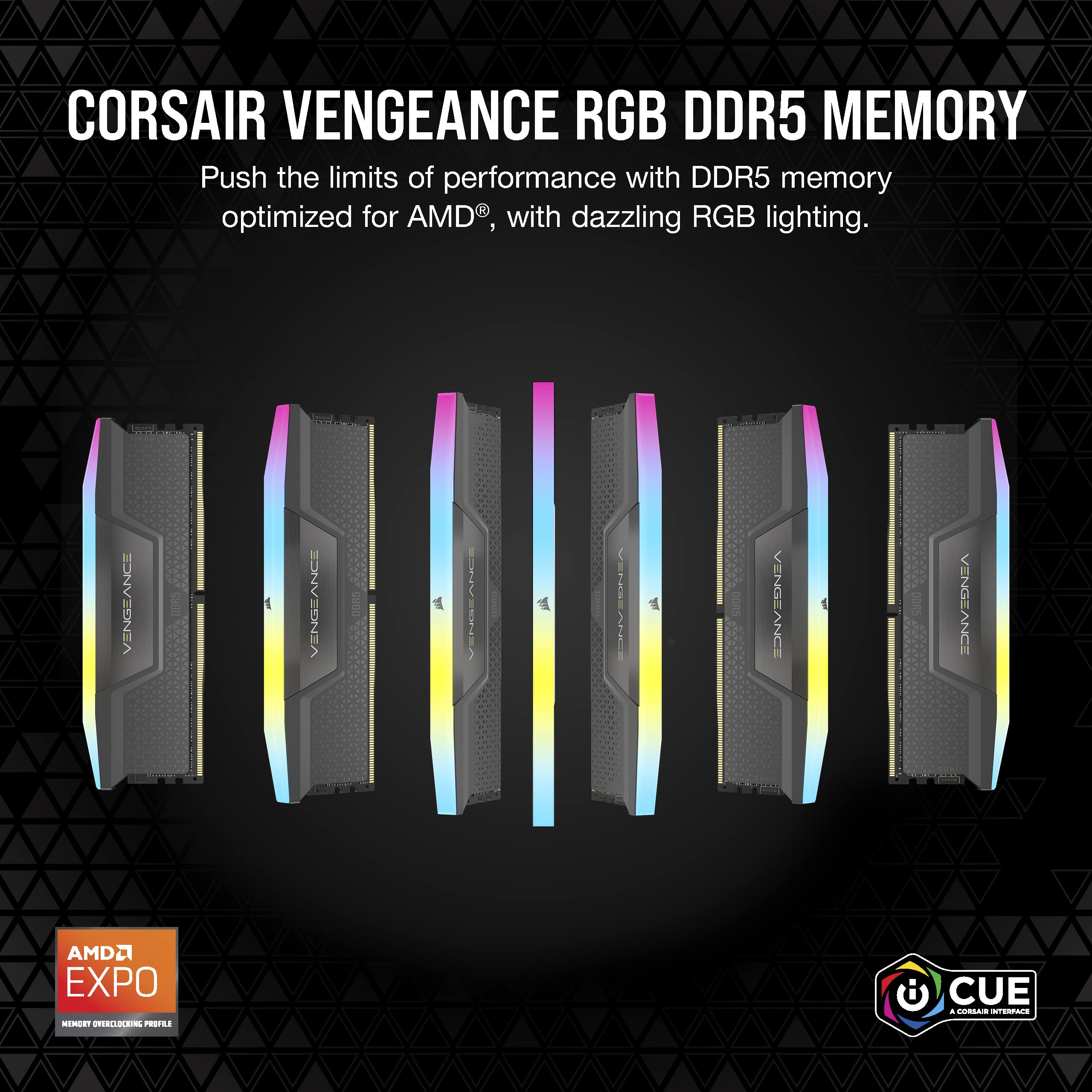 Corsair VENGEANCE RGB DDR5 64GB (2x32GB) 6000MHz C40 AMD Optimized Desktop Memory Kit
