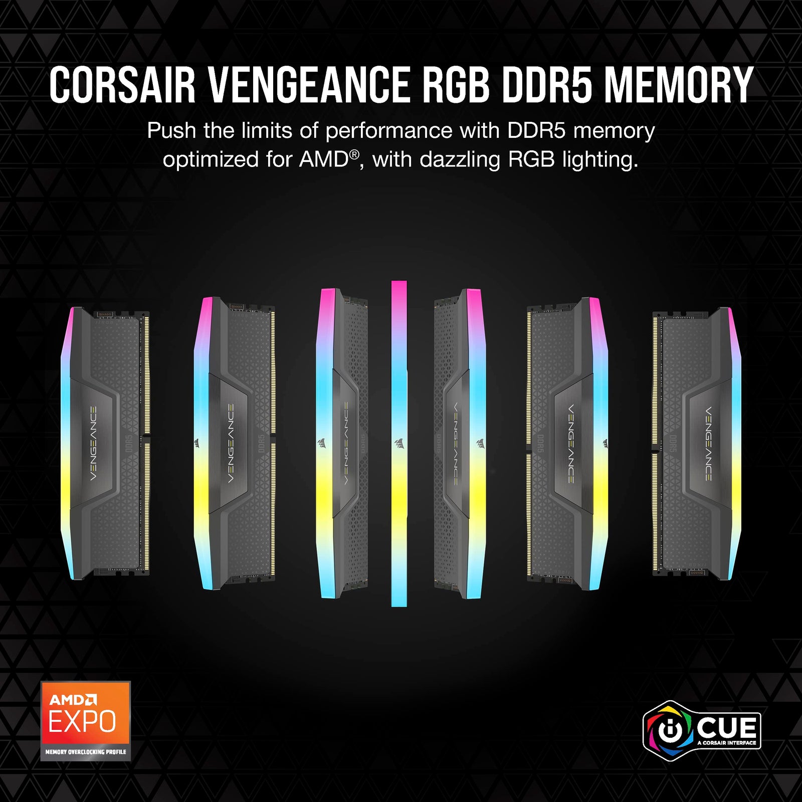 Corsair VENGEANCE RGB DDR5 64GB (2x32GB) 6000MHz C40 AMD Optimized Desktop Memory Kit