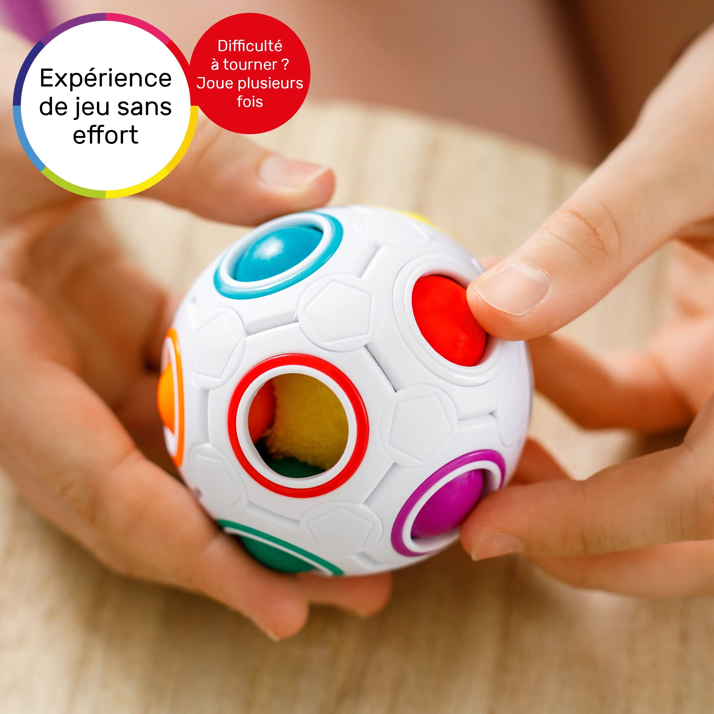 CUBIDI Rainbow Puzzle Ball, Matching Game, Fun Stress Reliever, Magic Ball Brain Teaser, Fidget Toys for Children Teens & Adults (6-10 Years, Multi-color)