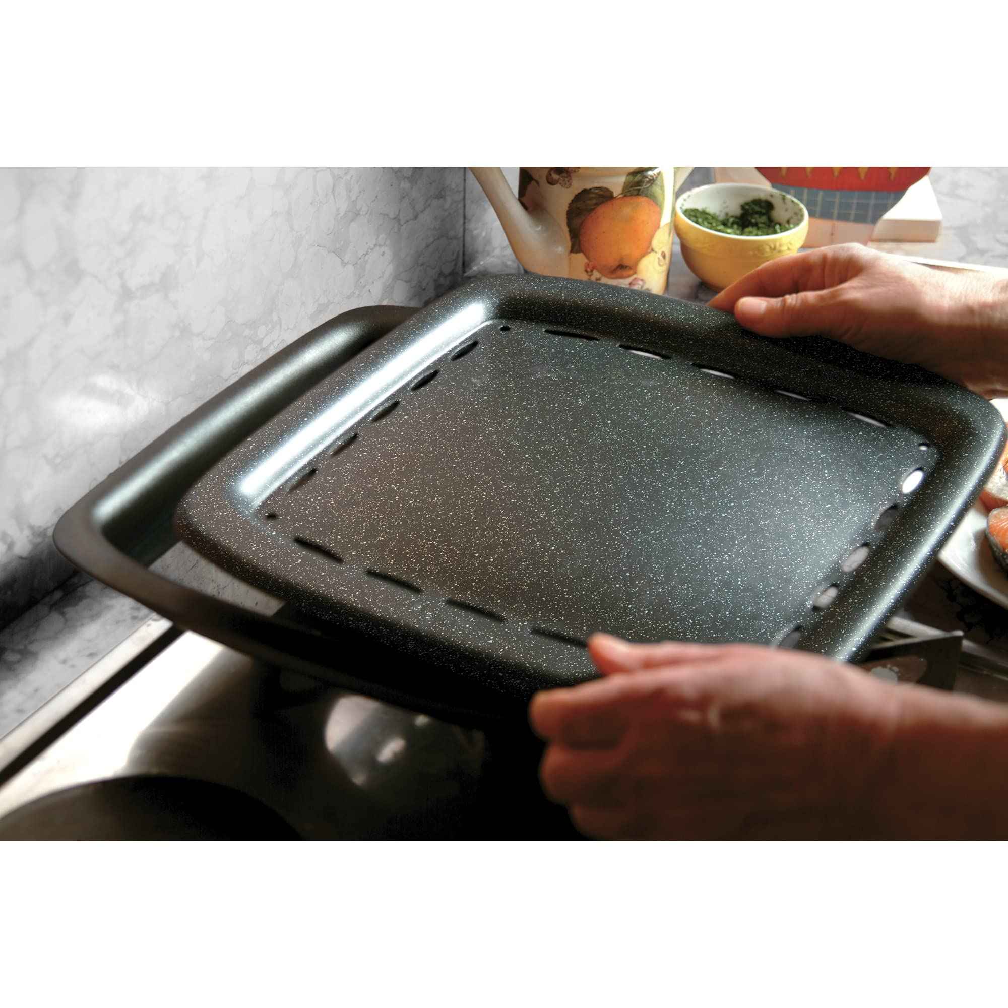 Moneta Squared Smokefree Grill Plate 26x26cm , Black