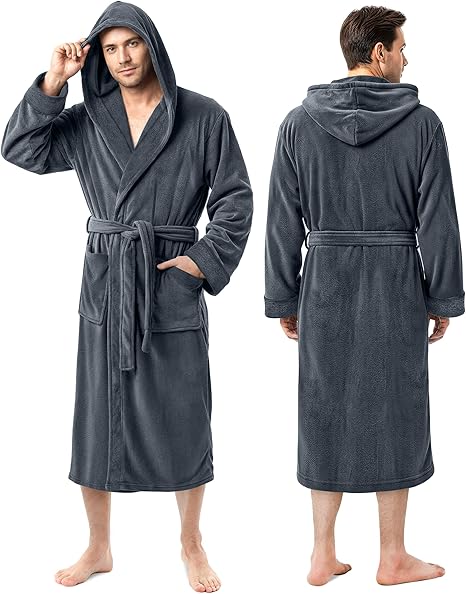NY Threads Men’s Hooded Bathrobe – Soft and Comfortable Everyday Robe – Safqqa Egypt