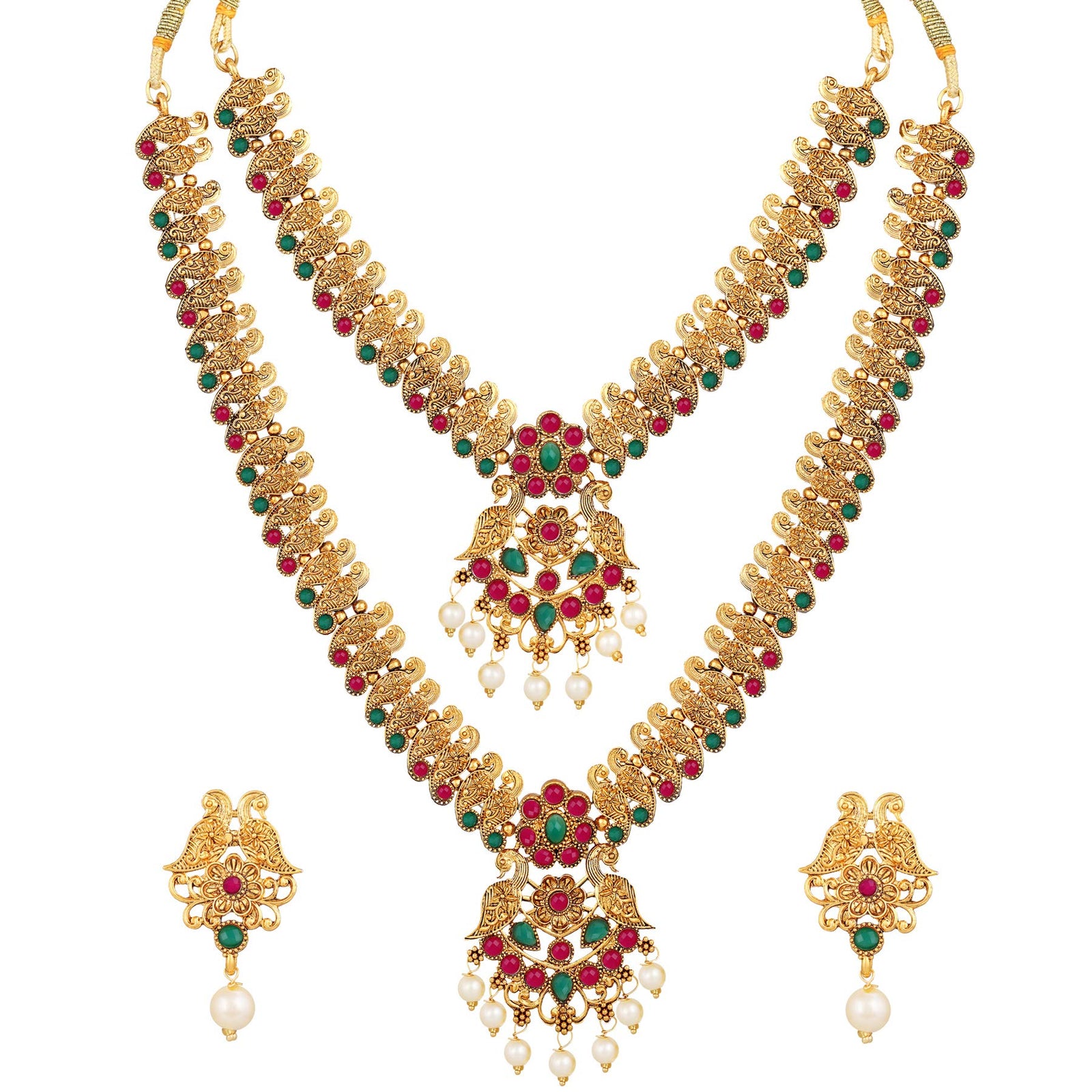 طقم مجوهرات مطلي بالذهب أنيق للنساء