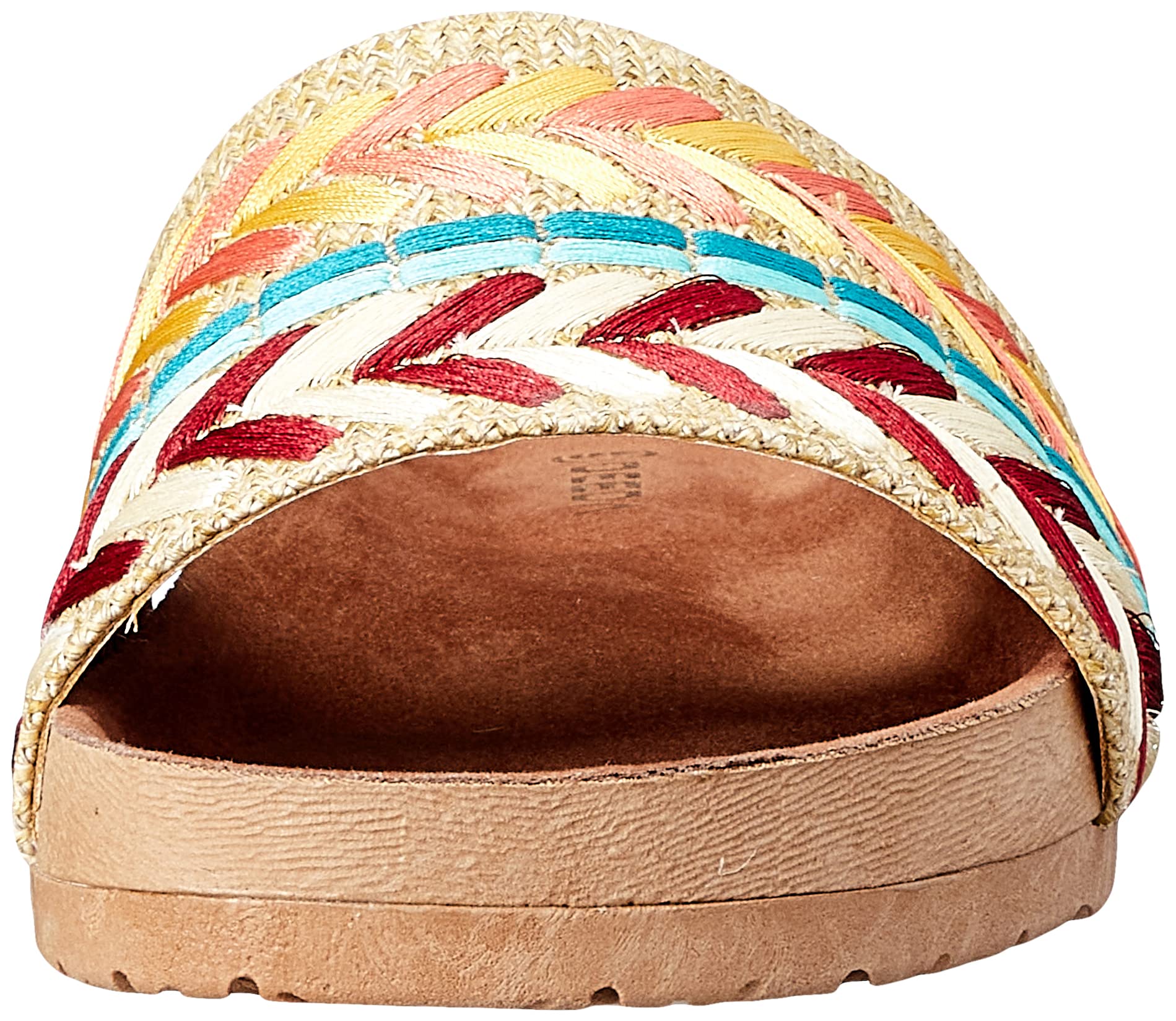 Deeda Faux-Leather Embroidery Detail Slide Slippers for Women - Yellow and Orange