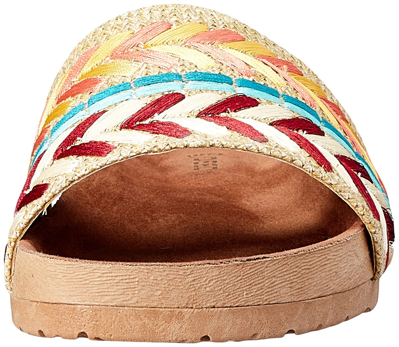 Deeda Faux-Leather Embroidery Detail Slide Slippers for Women - Yellow and Orange