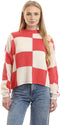 Ravin Women's Bi-Tone Knitted Mock Neck Pullover - Off White & Coral (96991)